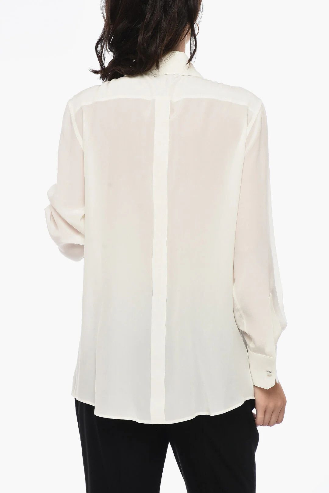 Dolce & Gabbana og1mm0426 Spread Collar Silk Shirt in White Size M / US 6-8 / IT 42-44 - 2 Thumbnail