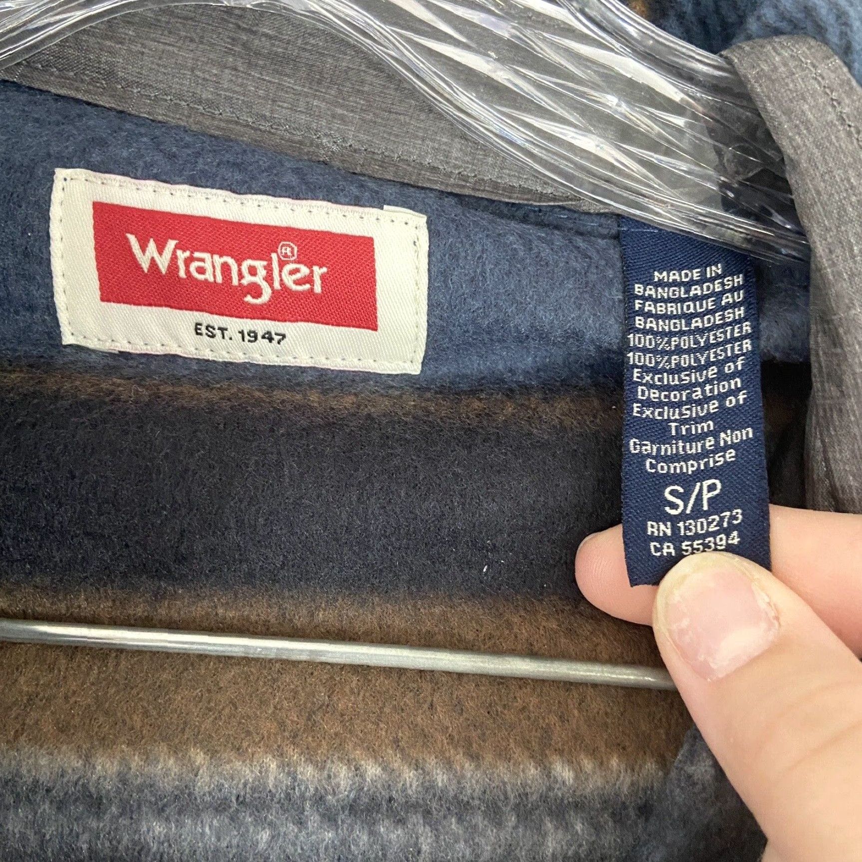 Wrangler Wrangler Men’s S Flannel Shirt Long Sleeve Blue Plaid Casual Adults Size US S / EU 44-46 / 1 - 7 Thumbnail