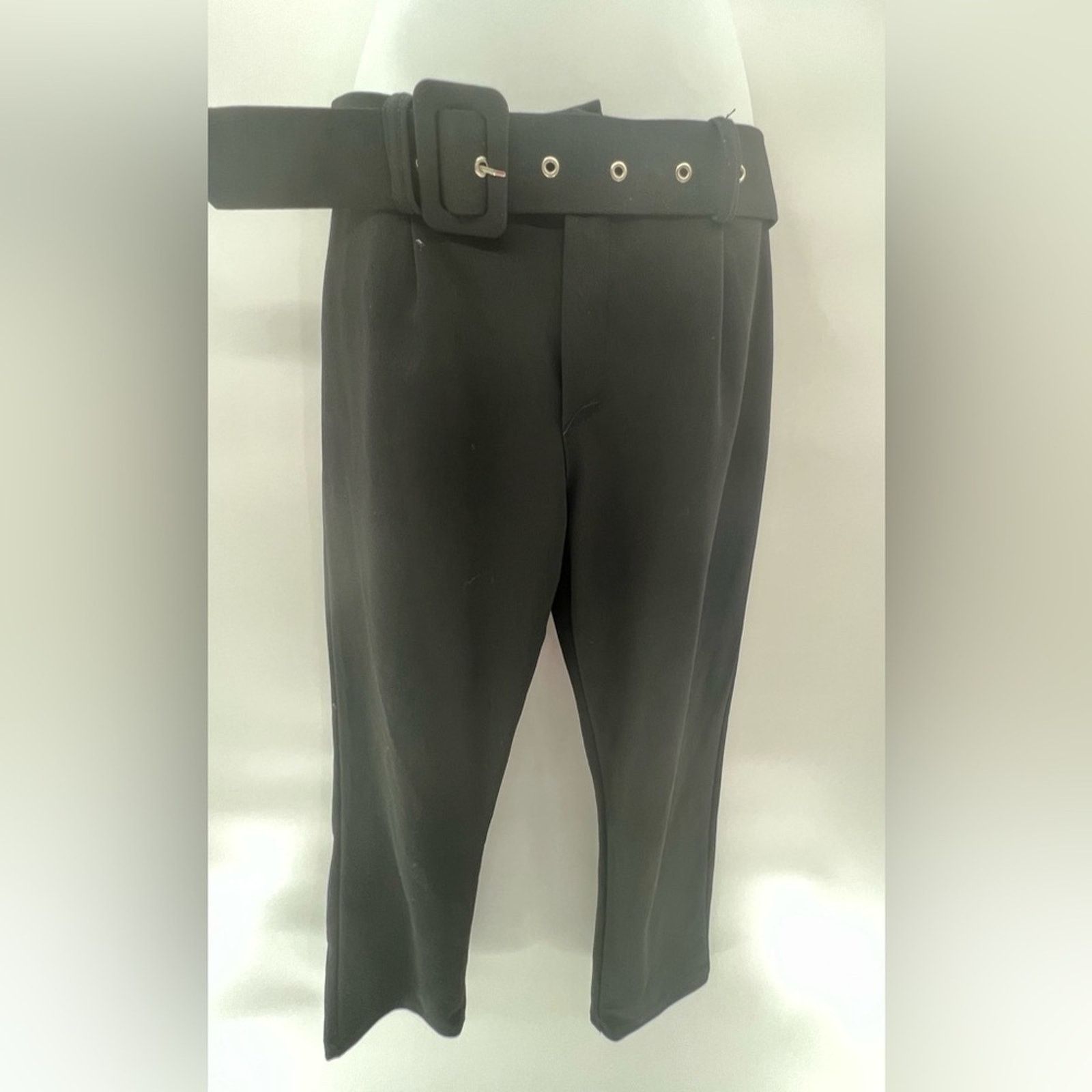 Boohoo Boohoo Black Ladies Belted Dress Pant - Size 4 Size 27" / US 4 / IT 40 - 4 Thumbnail
