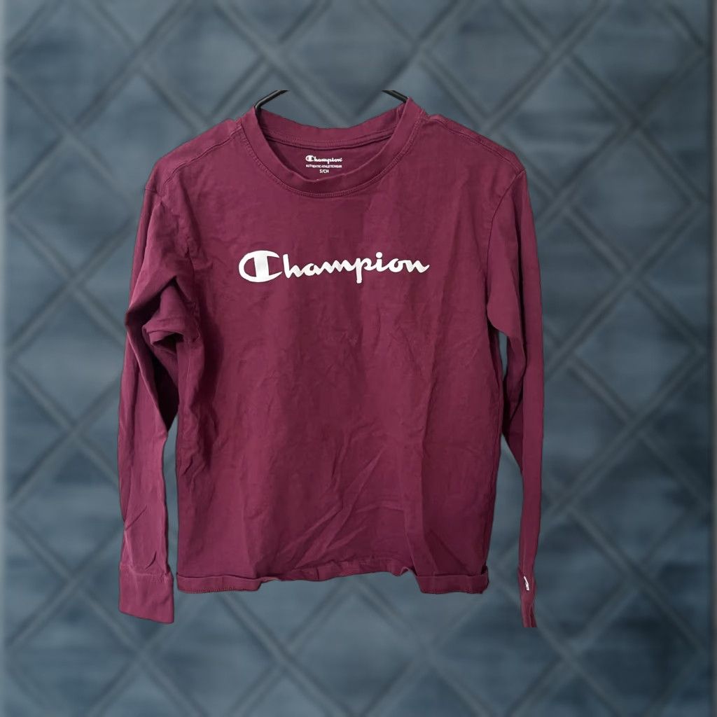 Champion Champion Mens Long Sleeve Pullover Logo T Shirt Authentic Athleticwear Maroon S Size US S / EU 44-46 / 1 - 1 Thumbnail
