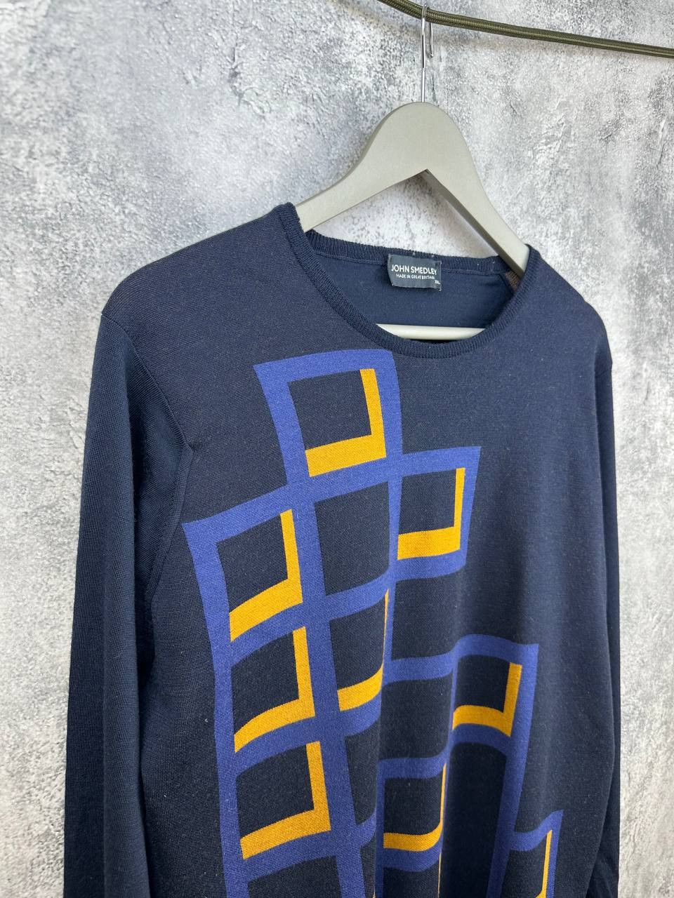 John Smedley John Smedley Crew Neck Sweater Cube Print Merino Wool Size US XXL / EU 58 / 5 - 3 Thumbnail