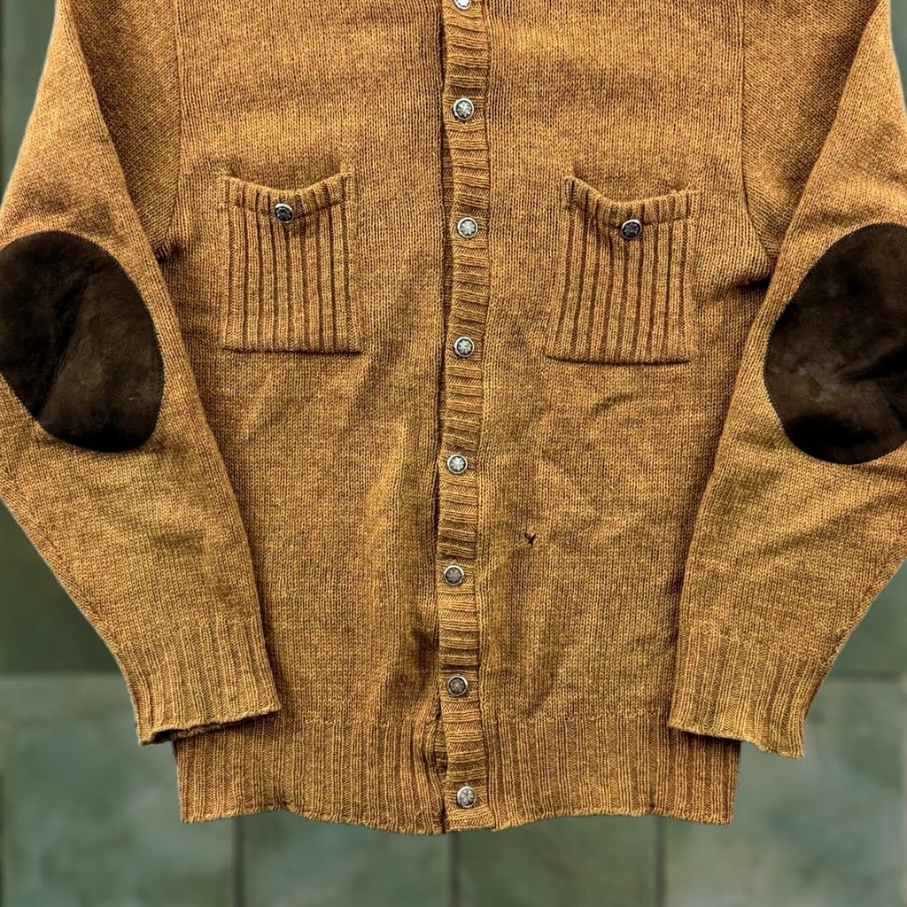 Vintage VINTAGE Brentwood Cardigan Sweater Mens M Brown Wool Blend Knit Cable-Knit V-Neck 50s Patch Pockets Size US M / EU 48-50 / 2 - 1 Thumbnail