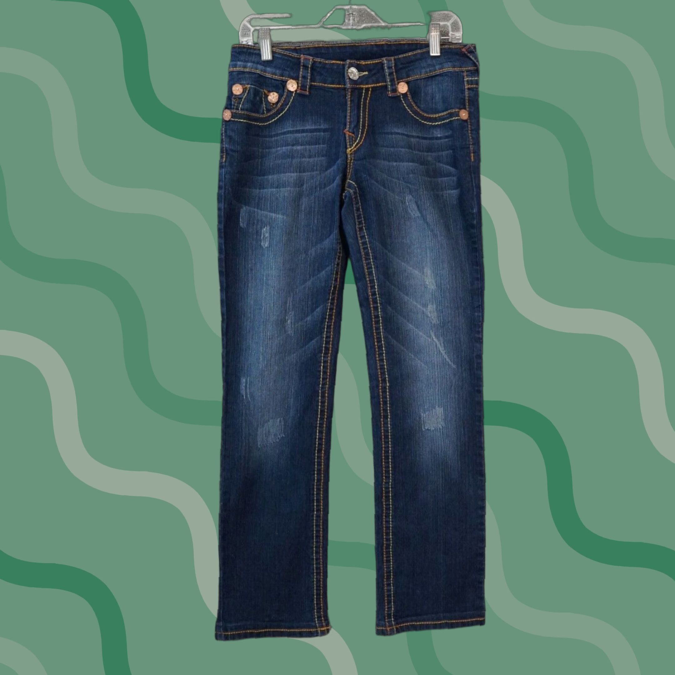 True Religion Jeans Denim Distressed Skinny Women 29X31 Blue Size 