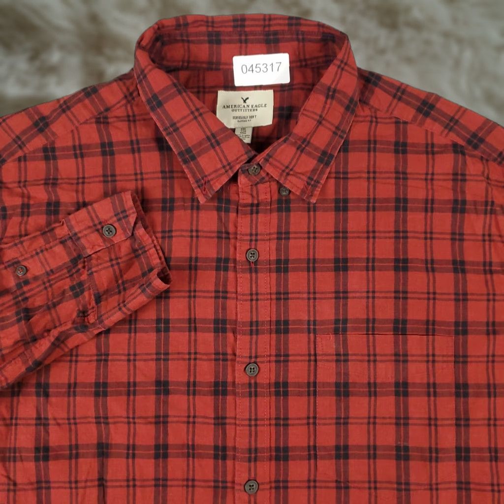 American Eagle Outfitters American Eagle Outfitters Shirt Men 2XL Red Plaid Button-Up Long Sleeve Cotton Casual Size US XXL / EU 58 / 5 - 1 Thumbnail