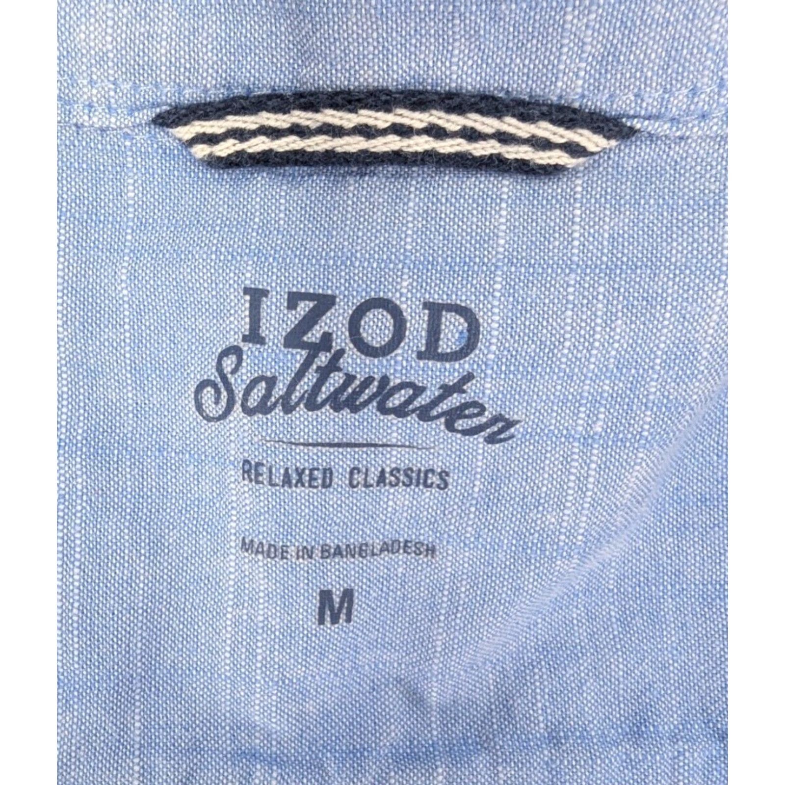 Izod Izod Saltwater Dockside Chambray Shirt Mens Medium Short Sleeve Button Up Collar Casual Size US M / EU 48-50 / 2 - 6 Thumbnail