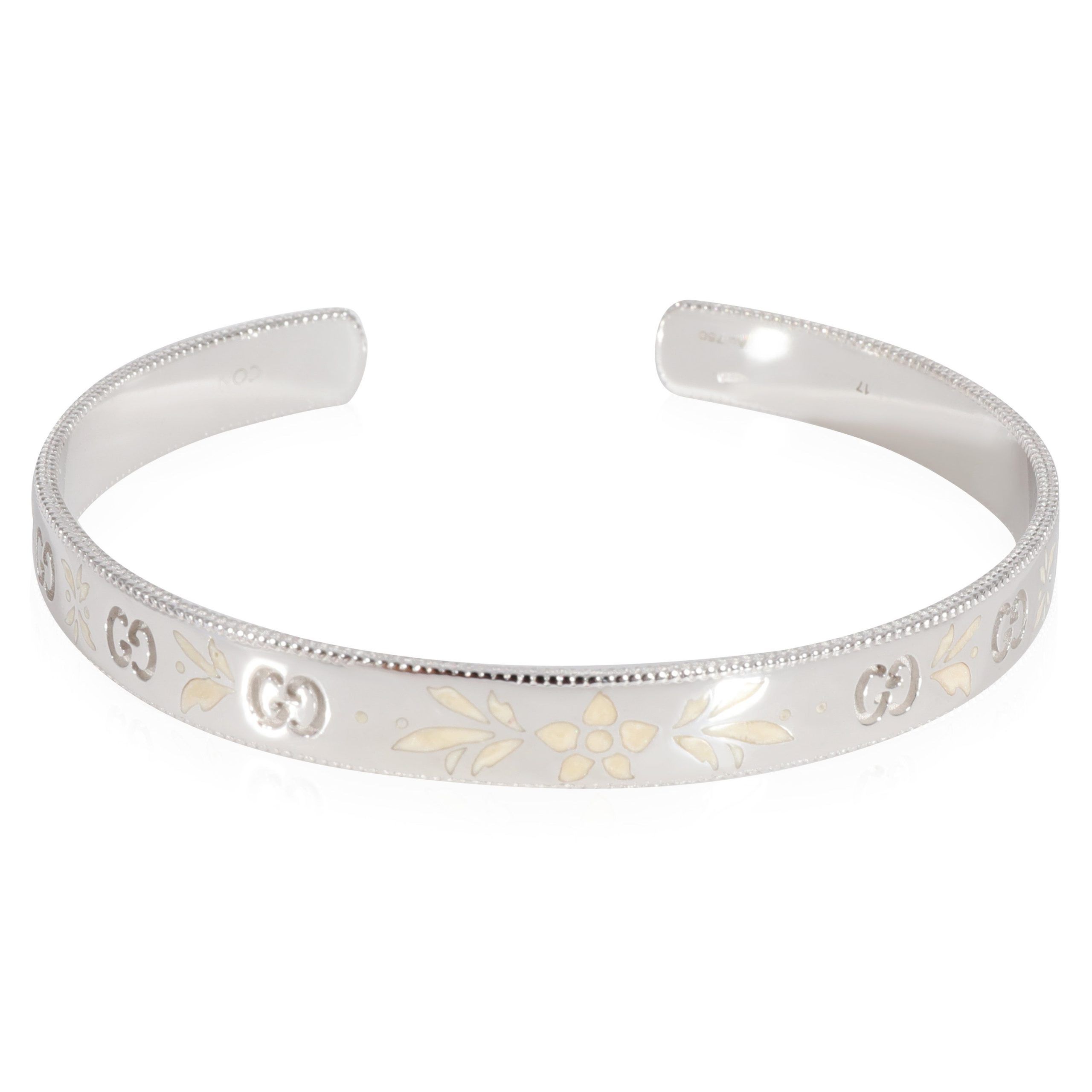 Gucci Enamel Mystic Blooms Cuff in 18k White Gold