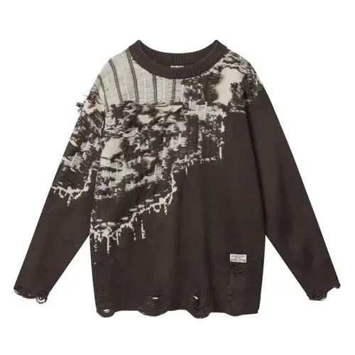 Japanese Brand × Vintage Streetwear Frayed Sweater Size US L / EU 52-54 / 3 - 1 Thumbnail