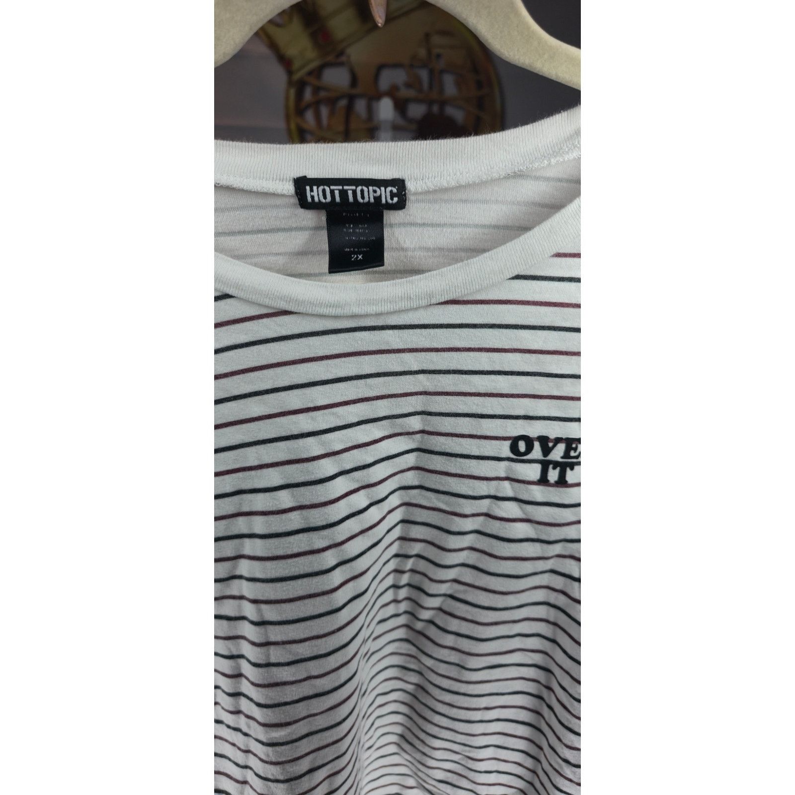 Other Hot Topic White Stripe Crop Long Sleeve Shirt Over It Top 2X Size L / US 10 / IT 46 - 4 Thumbnail