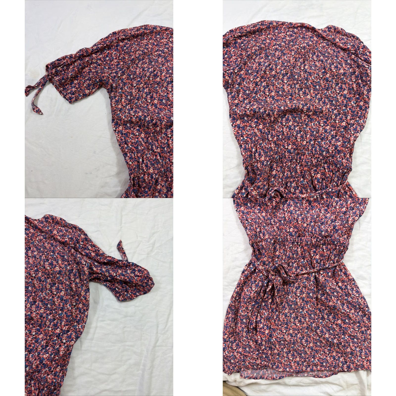 Gap VINTAGE? (No) -> Just: Gap Wrap Dress Women’s Medium Tie Sleeve Pink Flowers Pockets Knee Length Dress Size M / US 6-8 / IT 42-44 - 10 Thumbnail