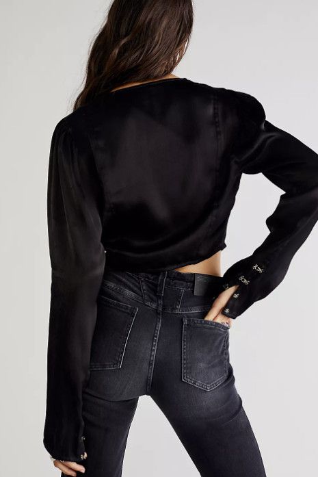 Free People Free People Olivia Blouse in Black ( S ) Size S / US 4 / IT 40 - 3 Thumbnail