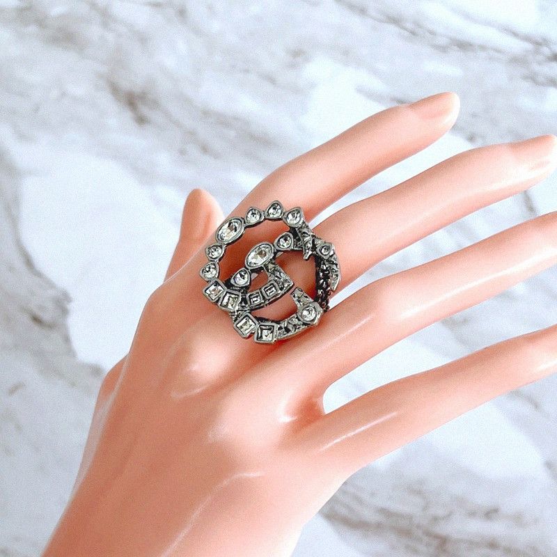 Gucci Gucci Mamont Crystal GG Doubling Ring Size ONE SIZE - 10 Thumbnail
