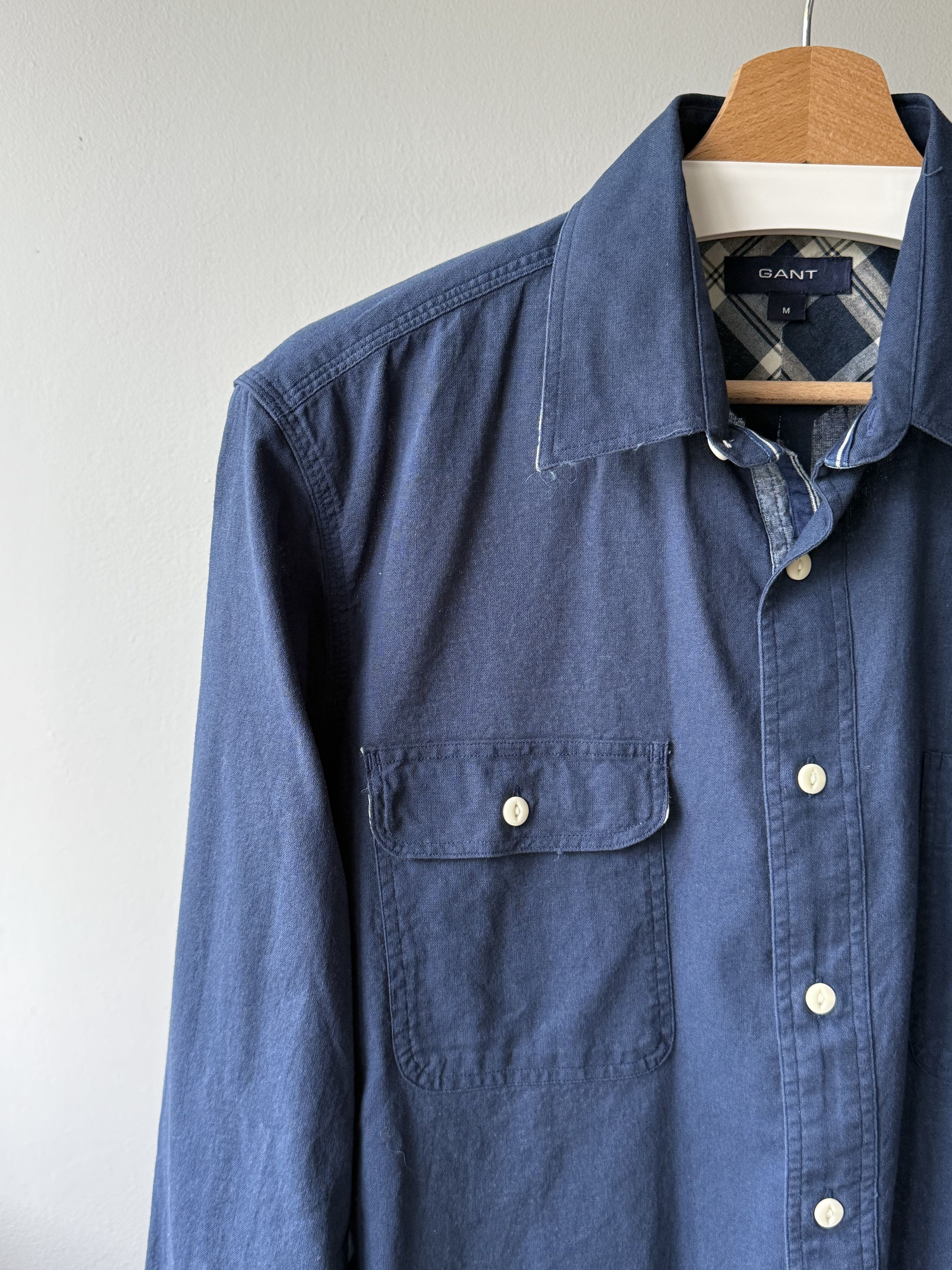 Gant Gant Patchwork Casual Fit Navy Blue Twill Long Sleeve Shirt Size US M / EU 48-50 / 2 - 8 Thumbnail