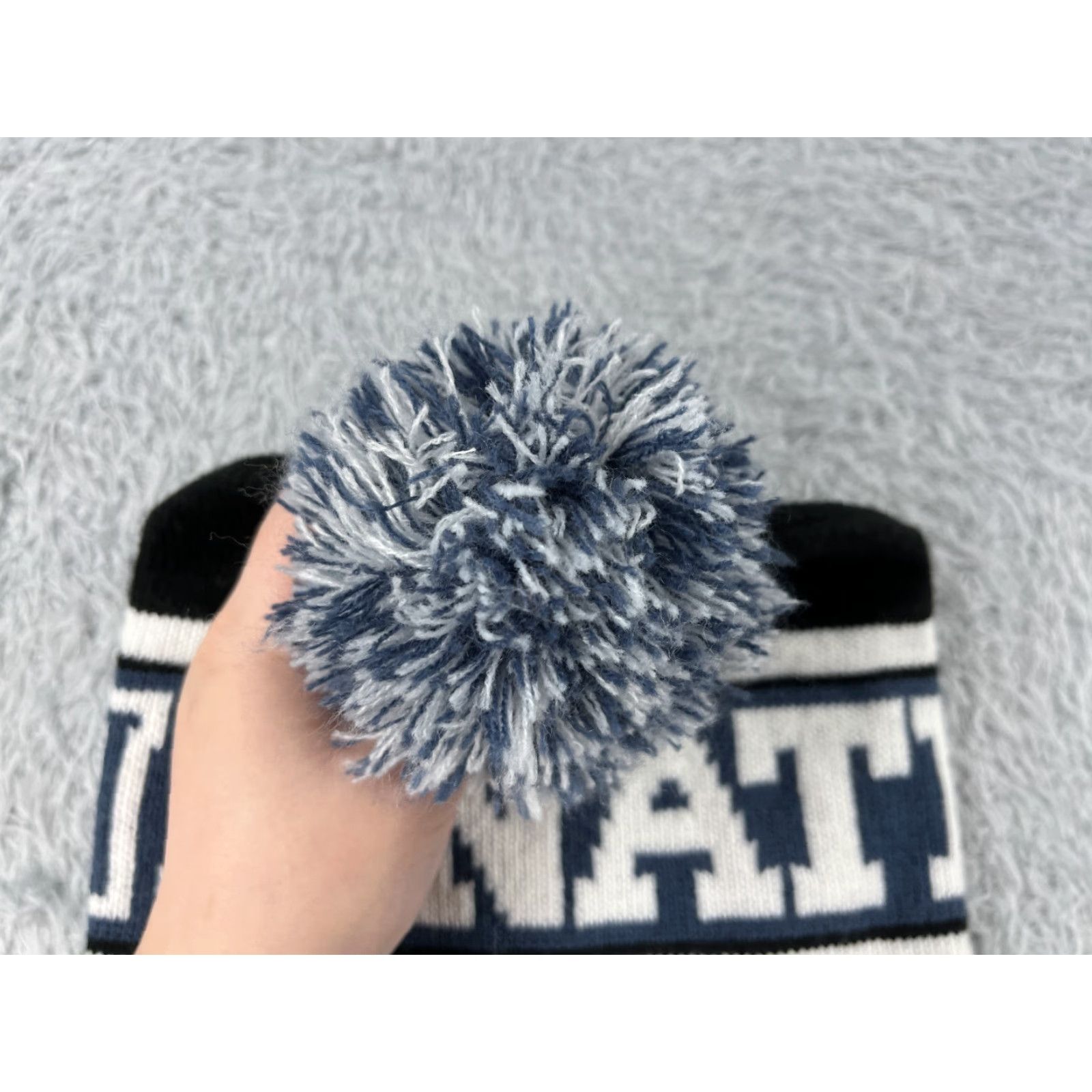 Victoria's Secret Victoria's Secret Beanie Adult One Size Blue White Acrylic Knit Logo Striped Winter Womens Size ONE SIZE - 3 Thumbnail