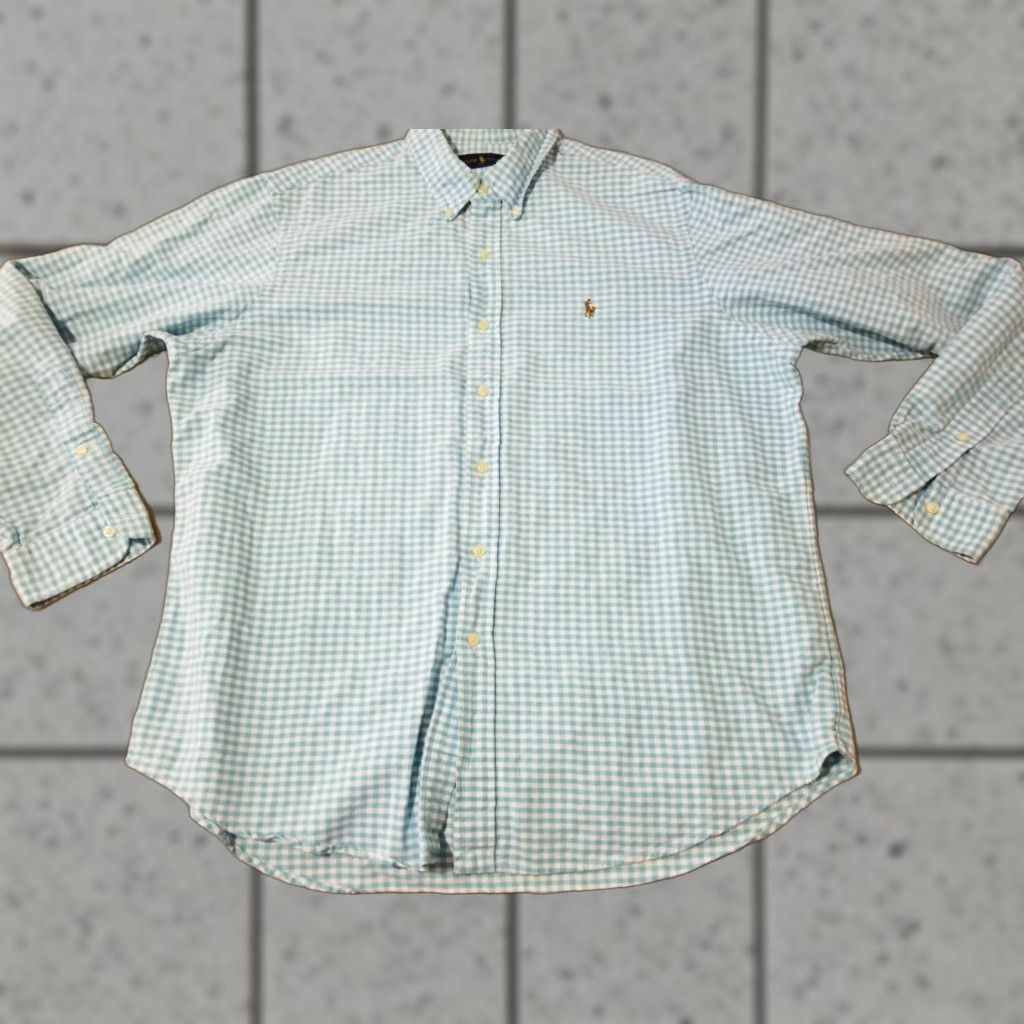 Polo Ralph Lauren VINTAGE Polo Ralph Lauren Shirt XL Blue Button-Up Cotton Mens Size 46R - 1 Thumbnail