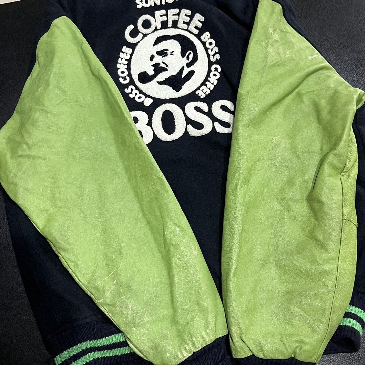 Japanese Brand ‼️RARE‼️ Vintage SUNTORY BOSS COFFEE Leather Varsity Jacket Size US L / EU 52-54 / 3 - 9 Thumbnail