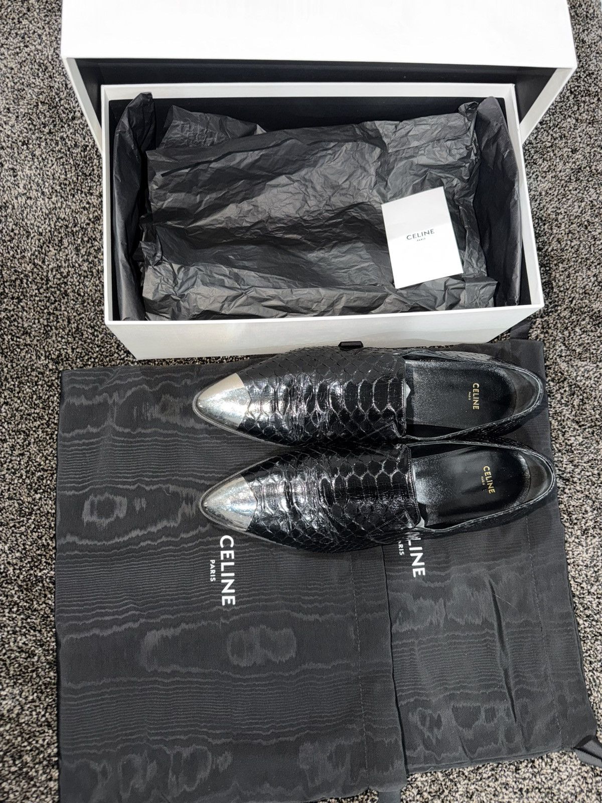 Celine × Hedi Slimane Celine x Hedi SS19 Python Jacno Slipper Shoes 30 Metal Toe Size US 10 / EU 43 - 14 Thumbnail