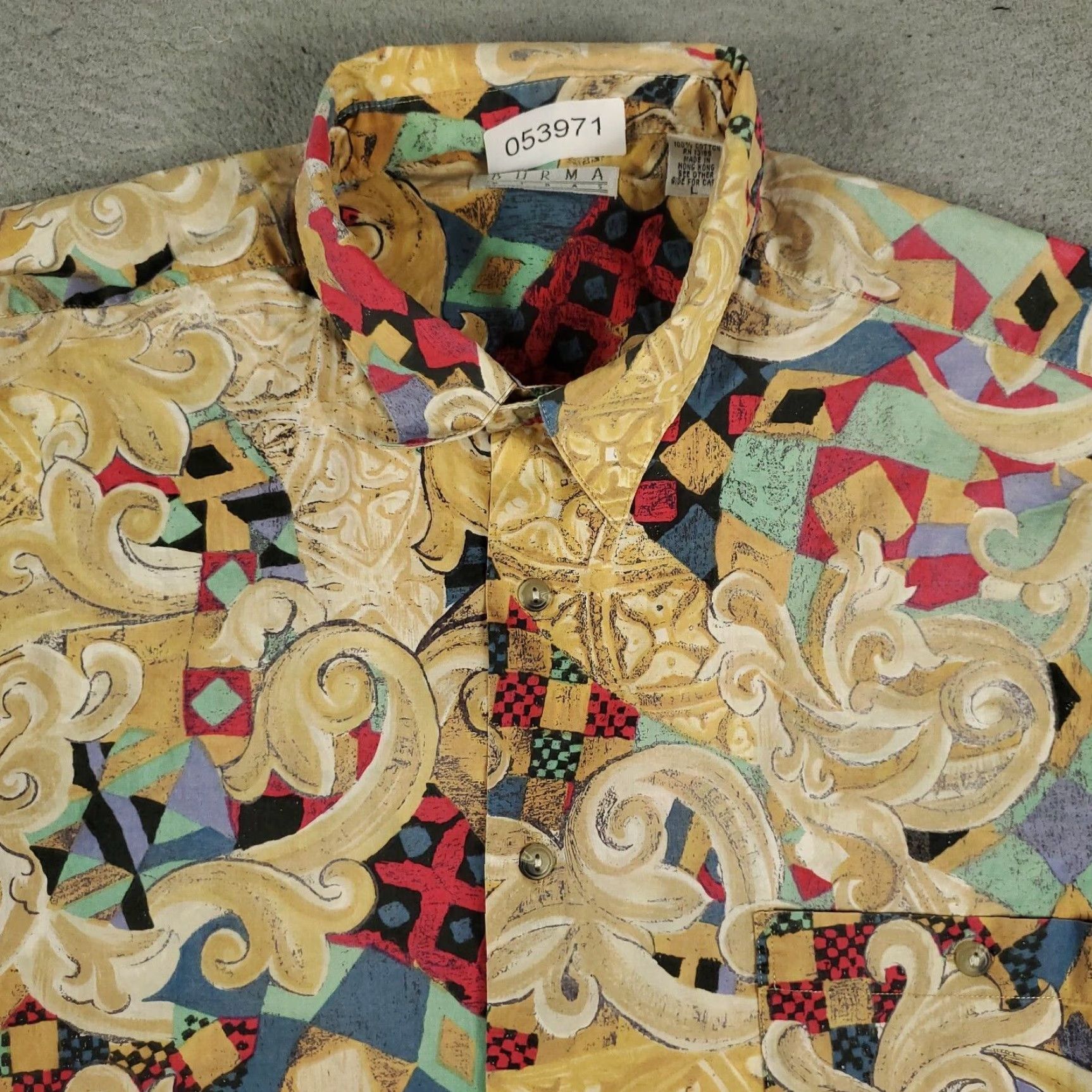 Vintage VINTAGE Burma Bibas Shirt Men's Large Short Sleeve Beige Abstract Geometric Button Up Casual Dressy Size US L / EU 52-54 / 3 - 2 Thumbnail