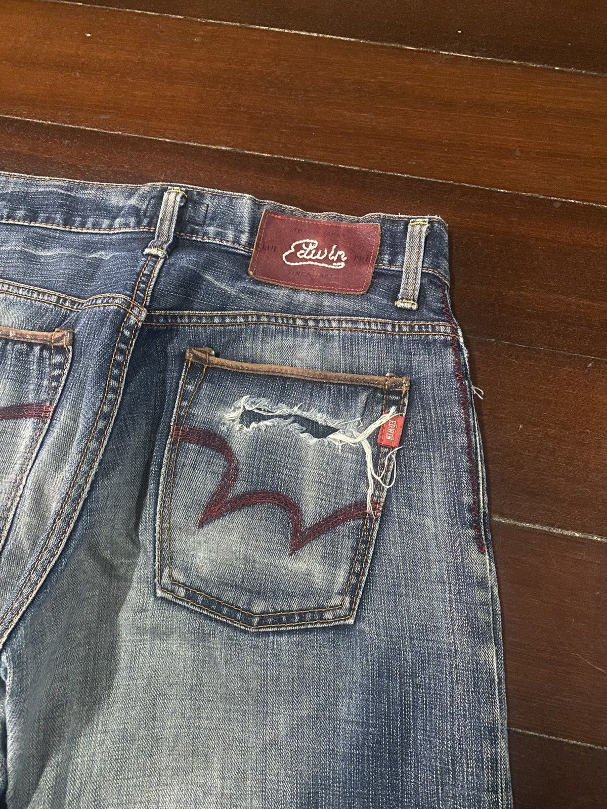 Edwin Flare Edwin blue trip Mudwash Rusty Distress Jean Size US 33 - 12 Thumbnail