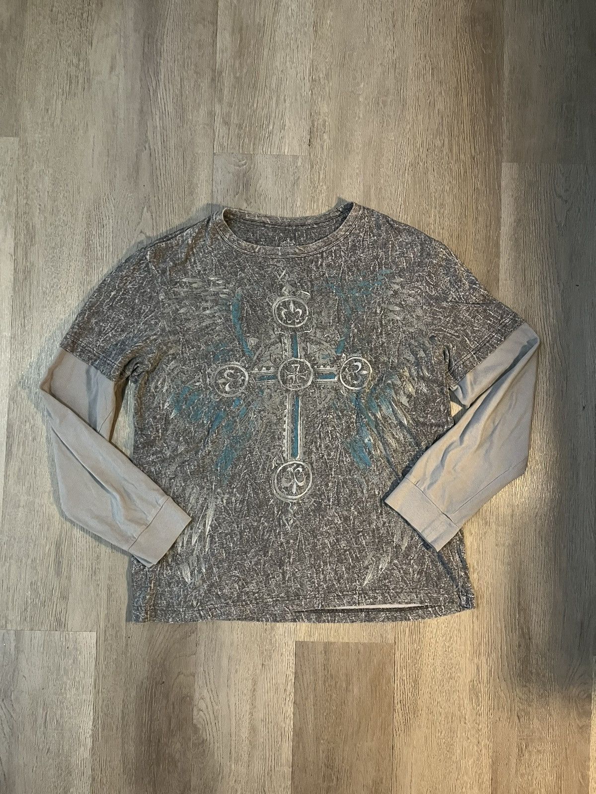 Helix Y2K Longsleeve affliction like shirt grey and blue Size US M / EU 48-50 / 2 - 1 Thumbnail