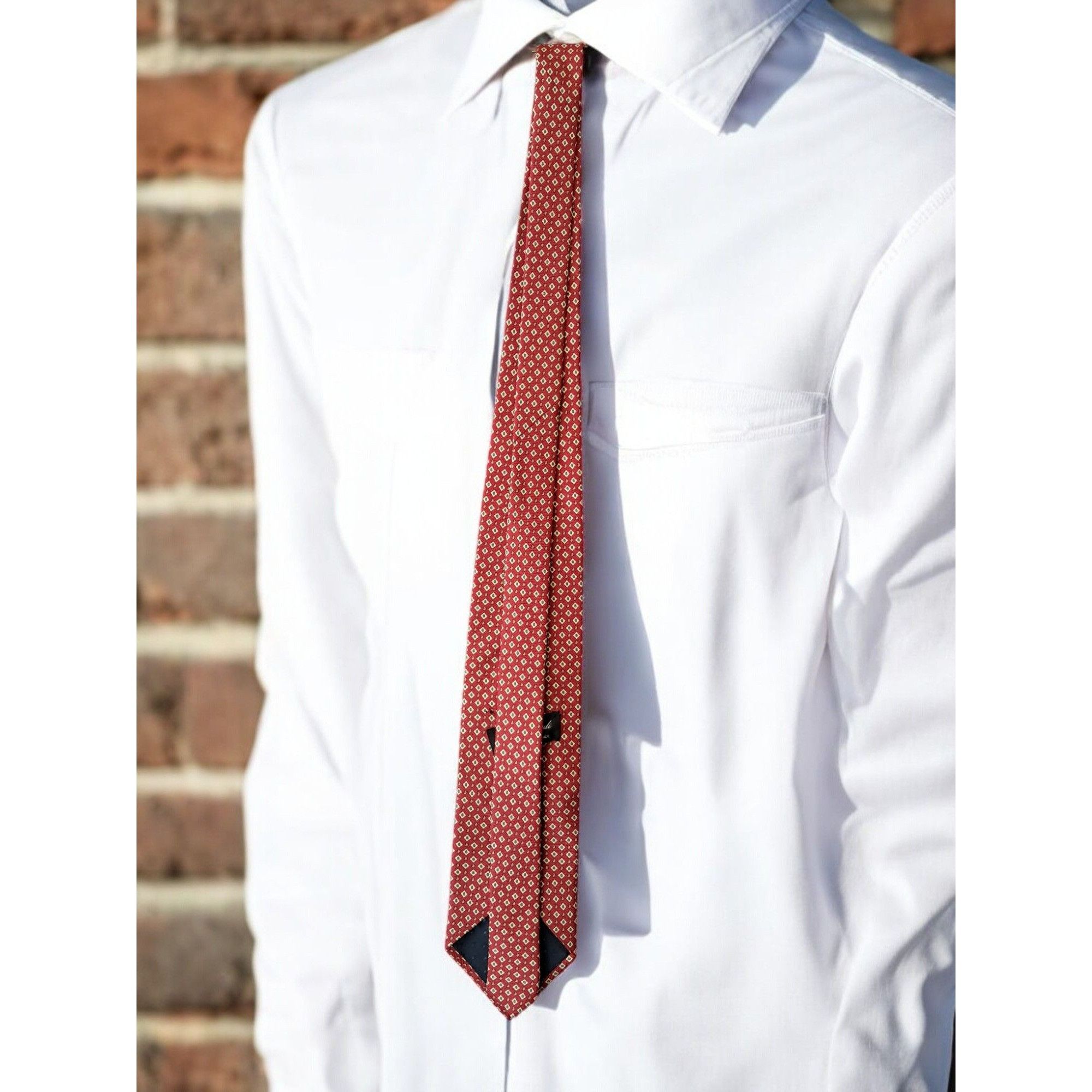 Vintage Vintage Giulio Randi Red Geometric Silk Tie – Made in Italy Size ONE SIZE - 2 Thumbnail