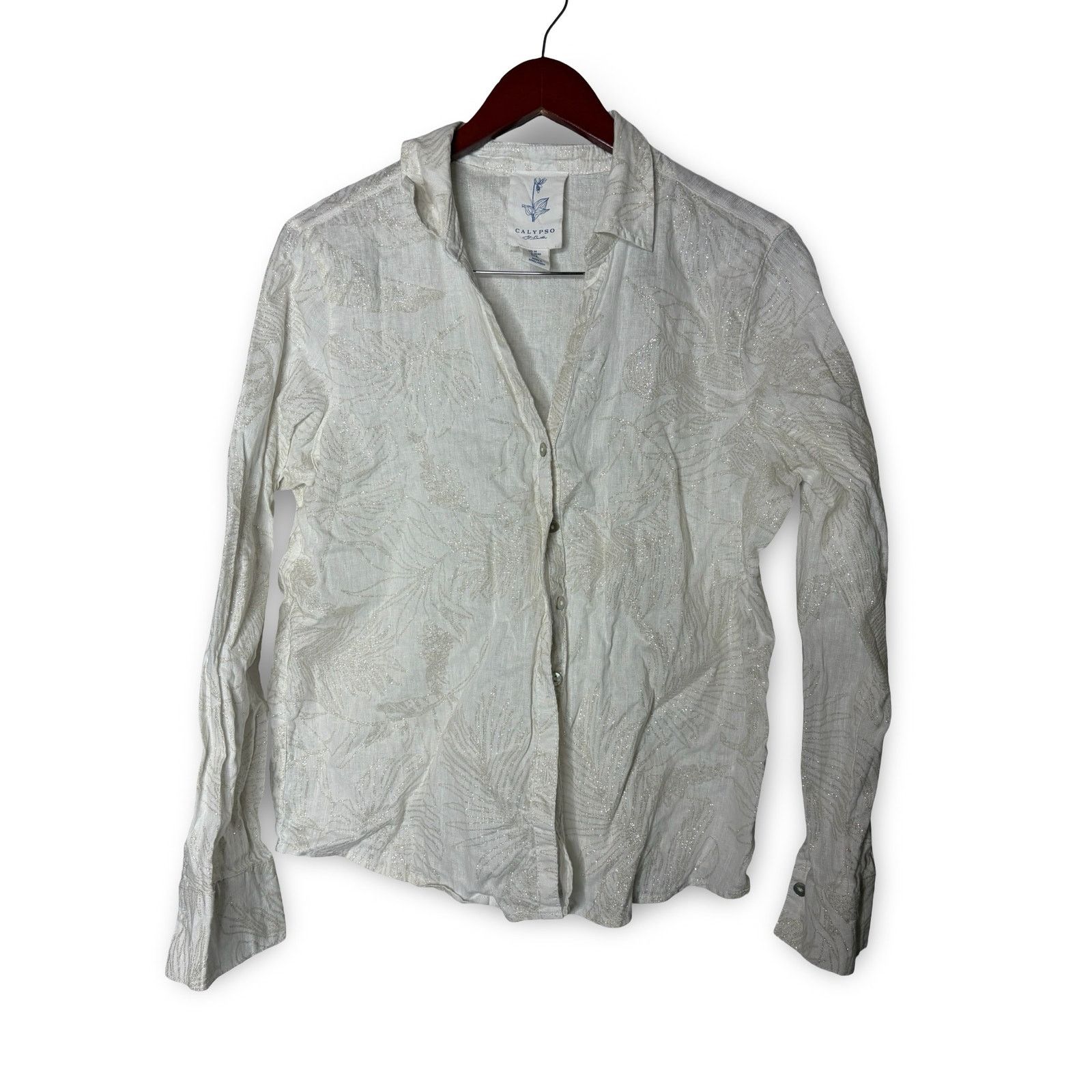 Calypso St Barth Calypso St. Barth white 100% linen button down shirt M Size M / US 6-8 / IT 42-44 - 1 Thumbnail