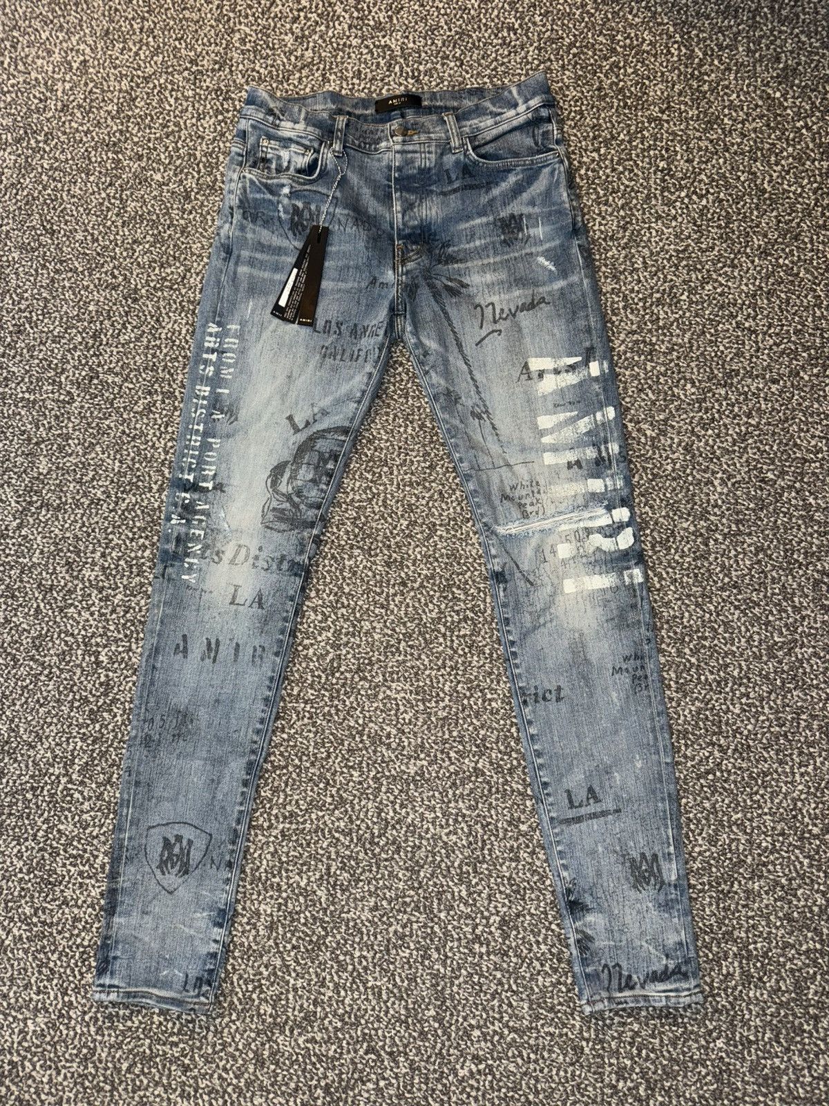 Amiri Amiri Military Stencil Jeans Clay Indigo Size US 33 - 1 Thumbnail