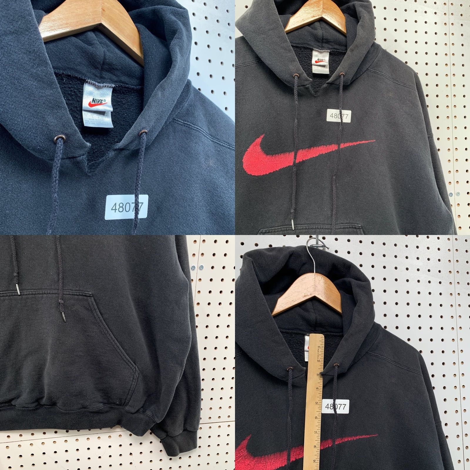 Nike VINTAGE Nike Hoodie Sweatshirt Men L Black Center Swoosh Essential 90s Theme Mens Size US L / EU 52-54 / 3 - 8 Thumbnail