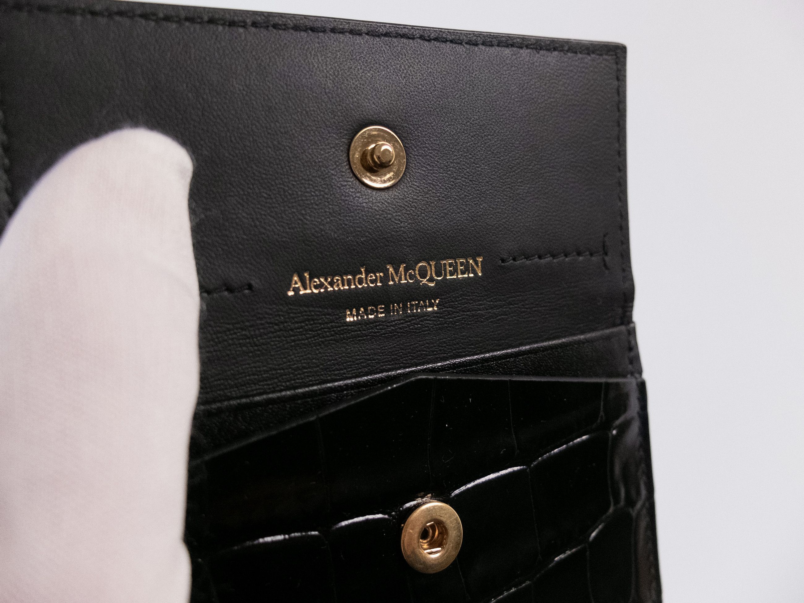 Alexander McQueen ALEXANDER MCQUEEN Skull black croc effect card holder q Size ONE SIZE - 7 Thumbnail
