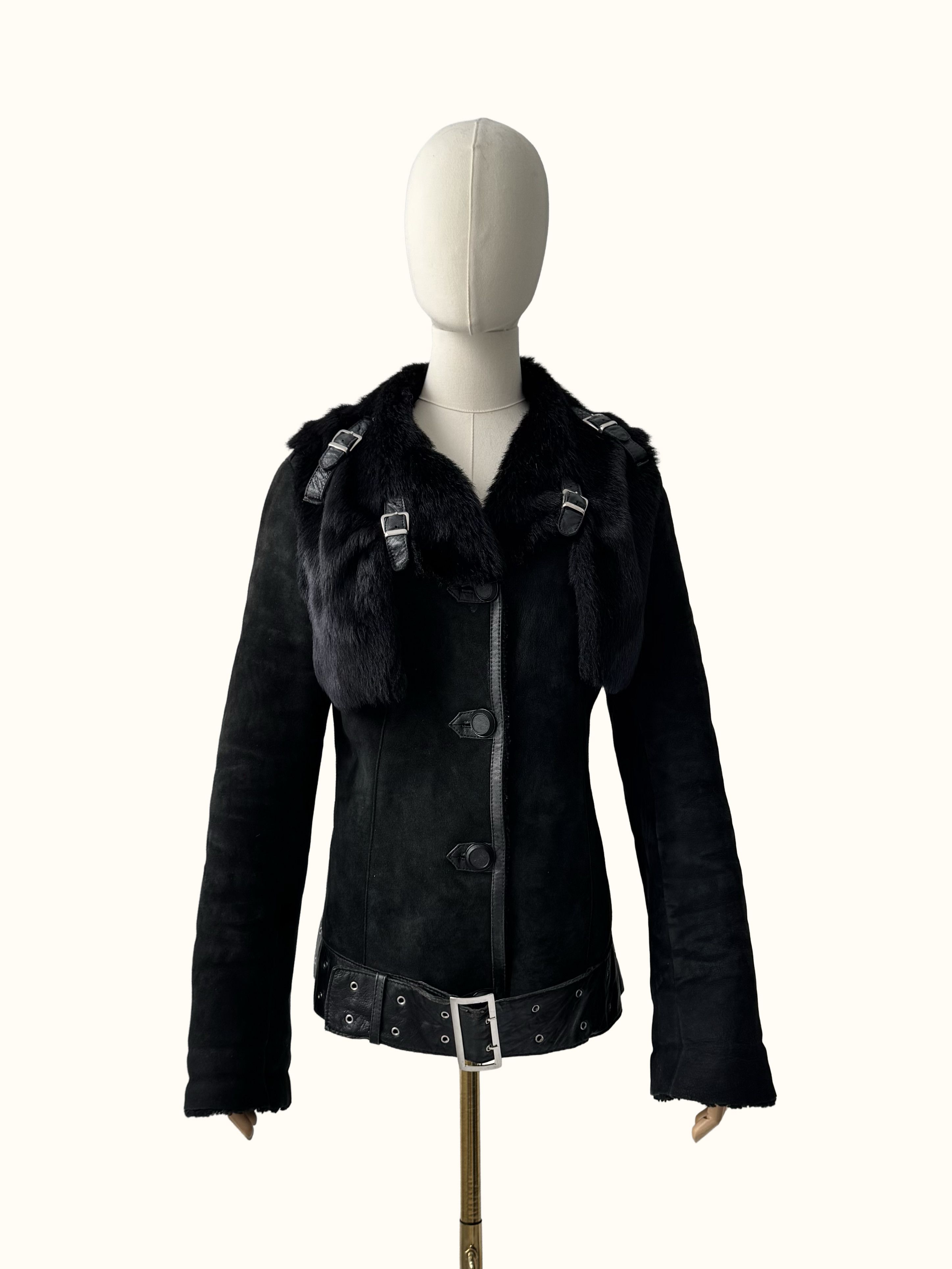 Vintage Vintage Real Sheepskin Cropped Jacket With Straps(B409)E2D15 Size S / US 4 / IT 40 - 1 Thumbnail