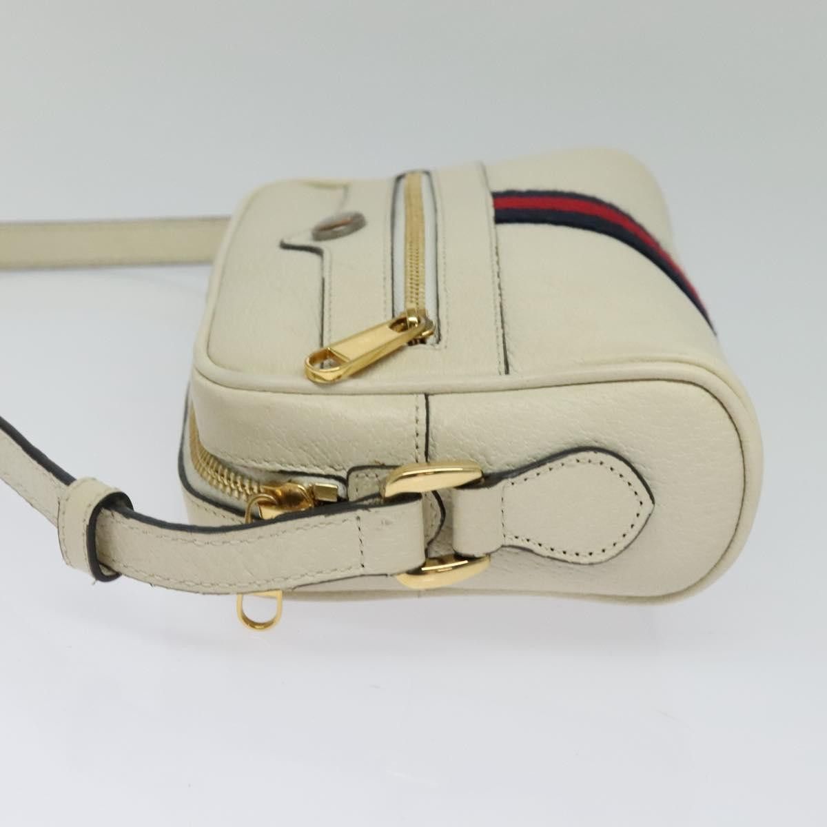 Gucci GUCCI Sherry Line Shoulder Bag Leather White Red Navy Size ONE SIZE - 4 Thumbnail