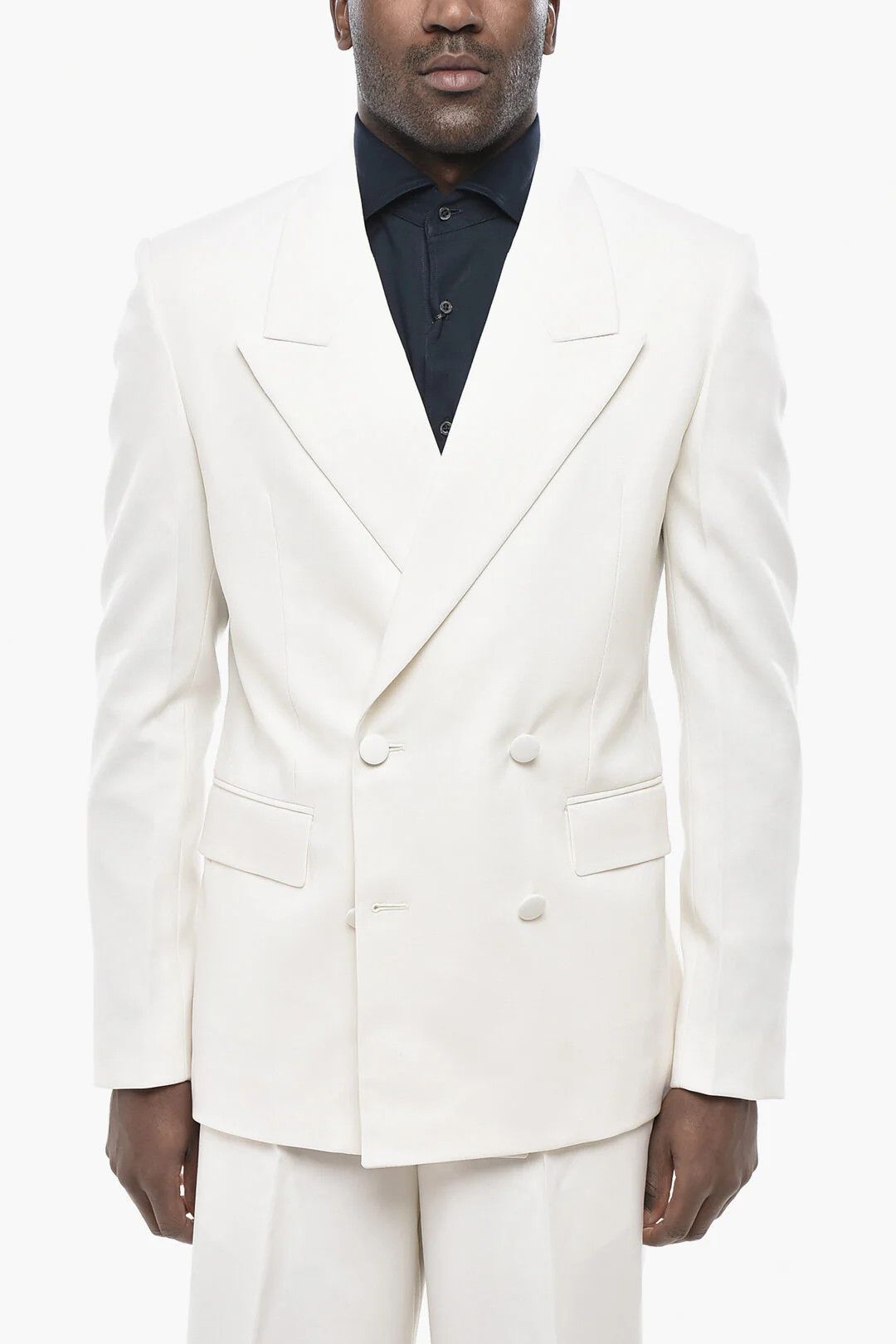 Givenchy og1mm0326 Mohair-Blend Double-Breasted Blazer in White Size US M / EU 48-50 / 2 - 1 Thumbnail