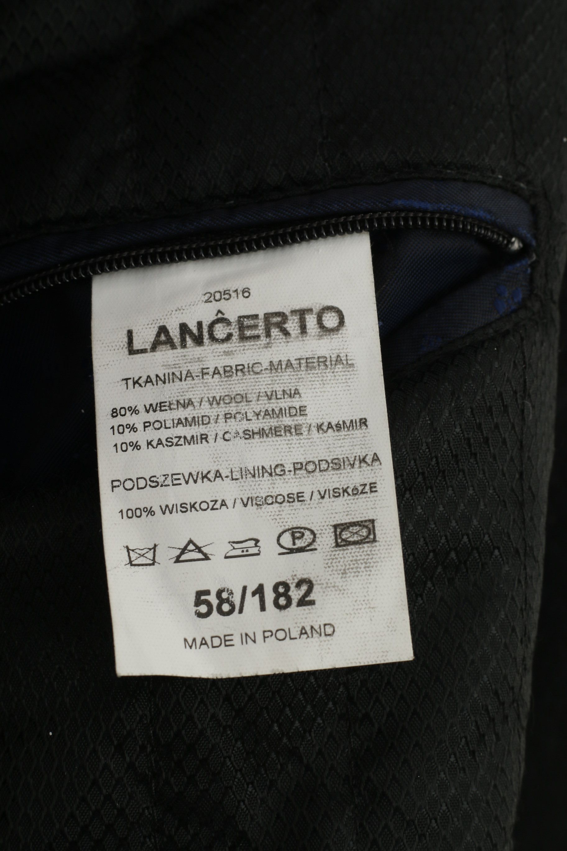 Vintage Lancerto Men 48 58 Blazer Wool Black Breasted 1567 Size 48R - 6 Thumbnail