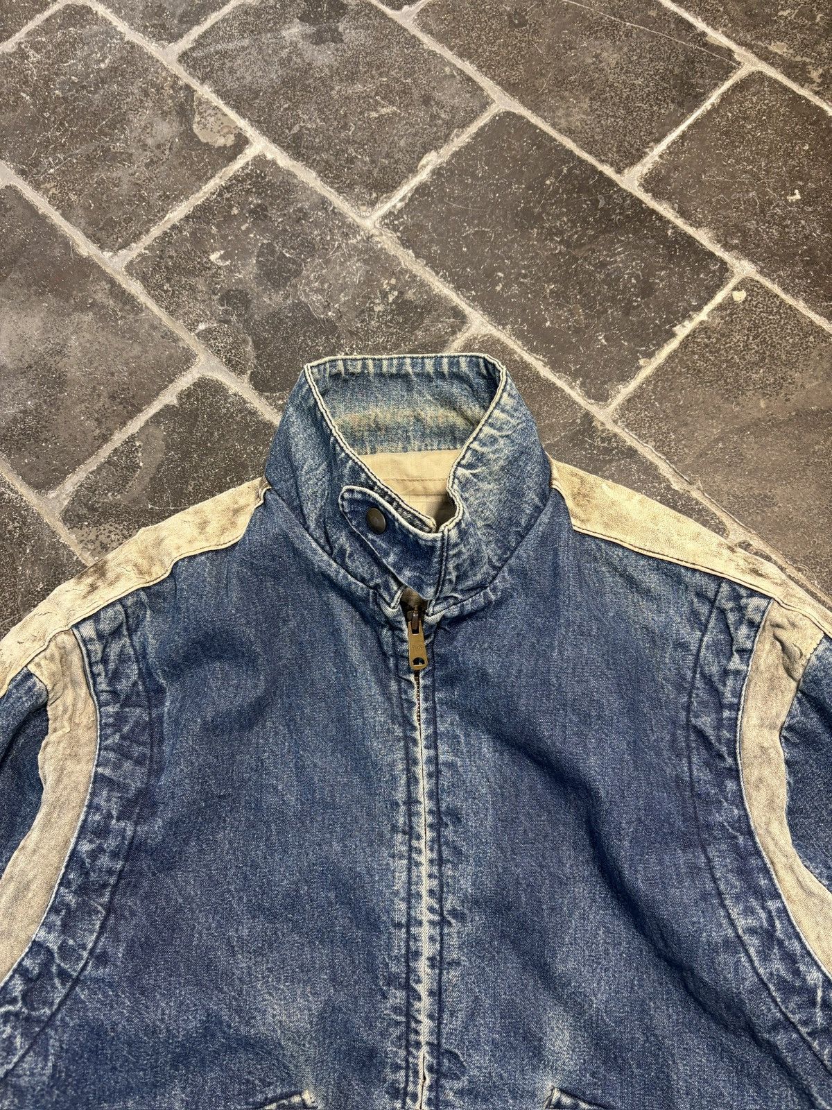 Vintage 1980s Denim Bomber Jacket Vintage Stone Wash Teddy Slimane Size US M / EU 48-50 / 2 - 7 Thumbnail