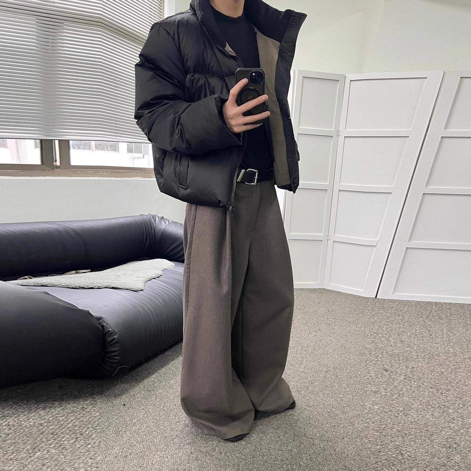 Japanese Brand Black Cropped Puffer Jacket, Insulated Winter Coat Size US L / EU 52-54 / 3 - 2 Thumbnail