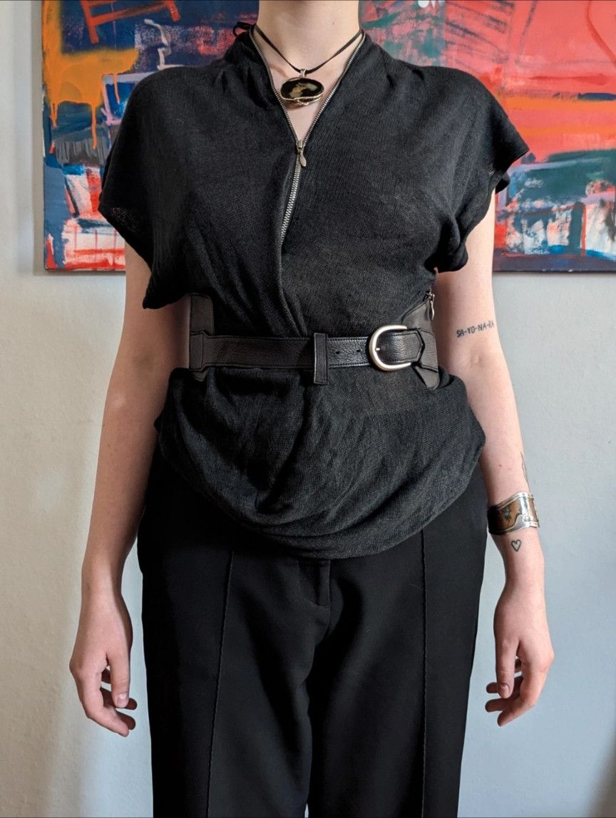 Japanese Brand Kei Kagami Structured Top with Detachable Belt Size S / US 4 / IT 40 - 3 Thumbnail