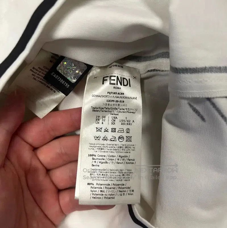 Fendi FENDI White Cotton Midi Skirt with Button Detail . Size 23" - 5 Thumbnail