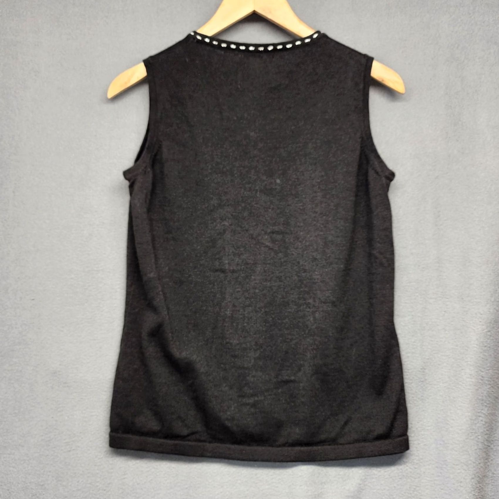 Vintage VINTAGE Storybook Knits Tank Top Womens Medium Black Beaded Snowflakes Sleeveless Size M / US 6-8 / IT 42-44 - 2 Thumbnail