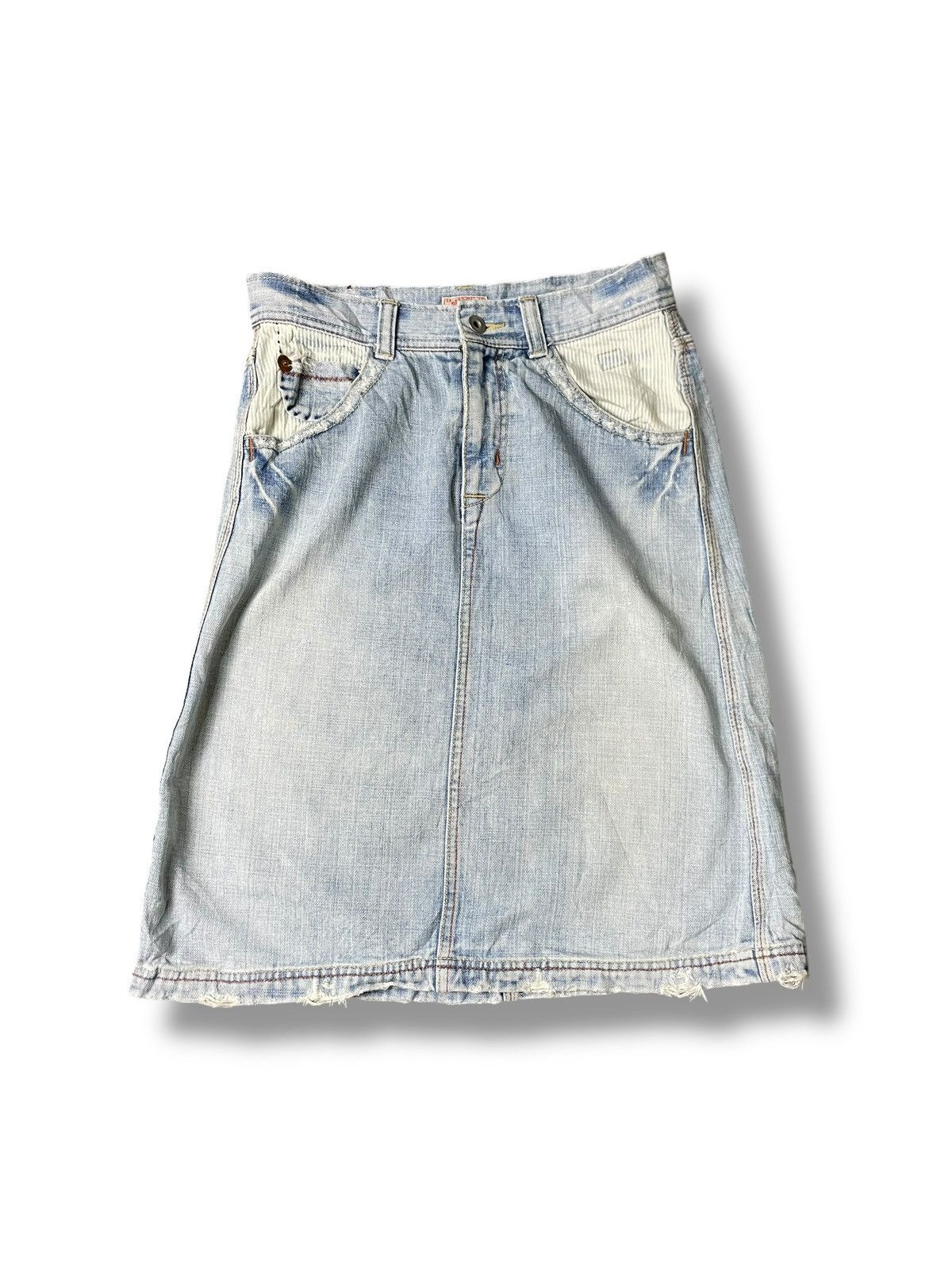 Japanese Brand Cube Sugar Brand Denim Midi Skirt (66) Size 27" / US 4 / IT 40 - 1 Thumbnail