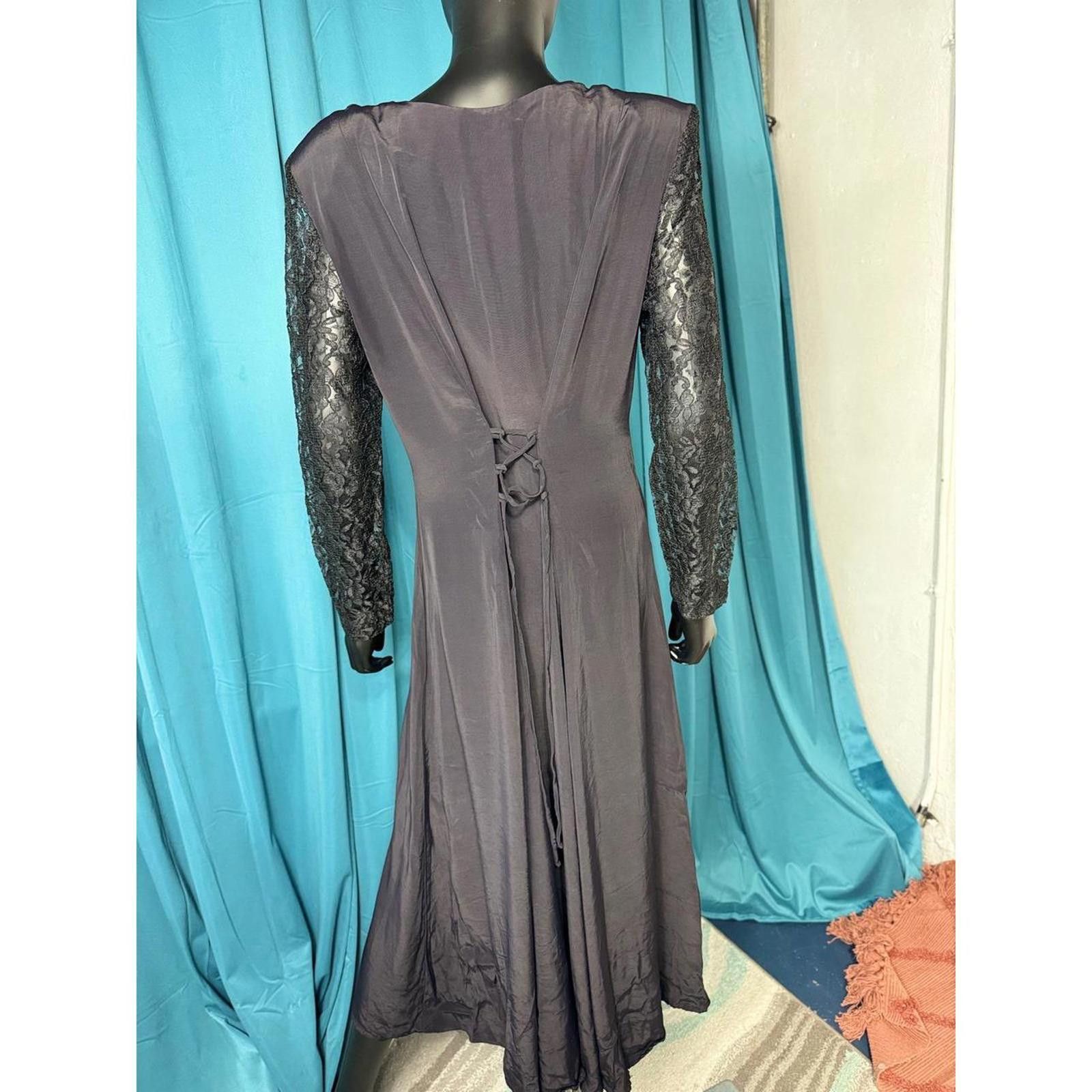 Other Vintage Jody California Black Lace Sleeve Maxi Dress 13 Size XL / US 12-14 / IT 48-50 - 2 Thumbnail