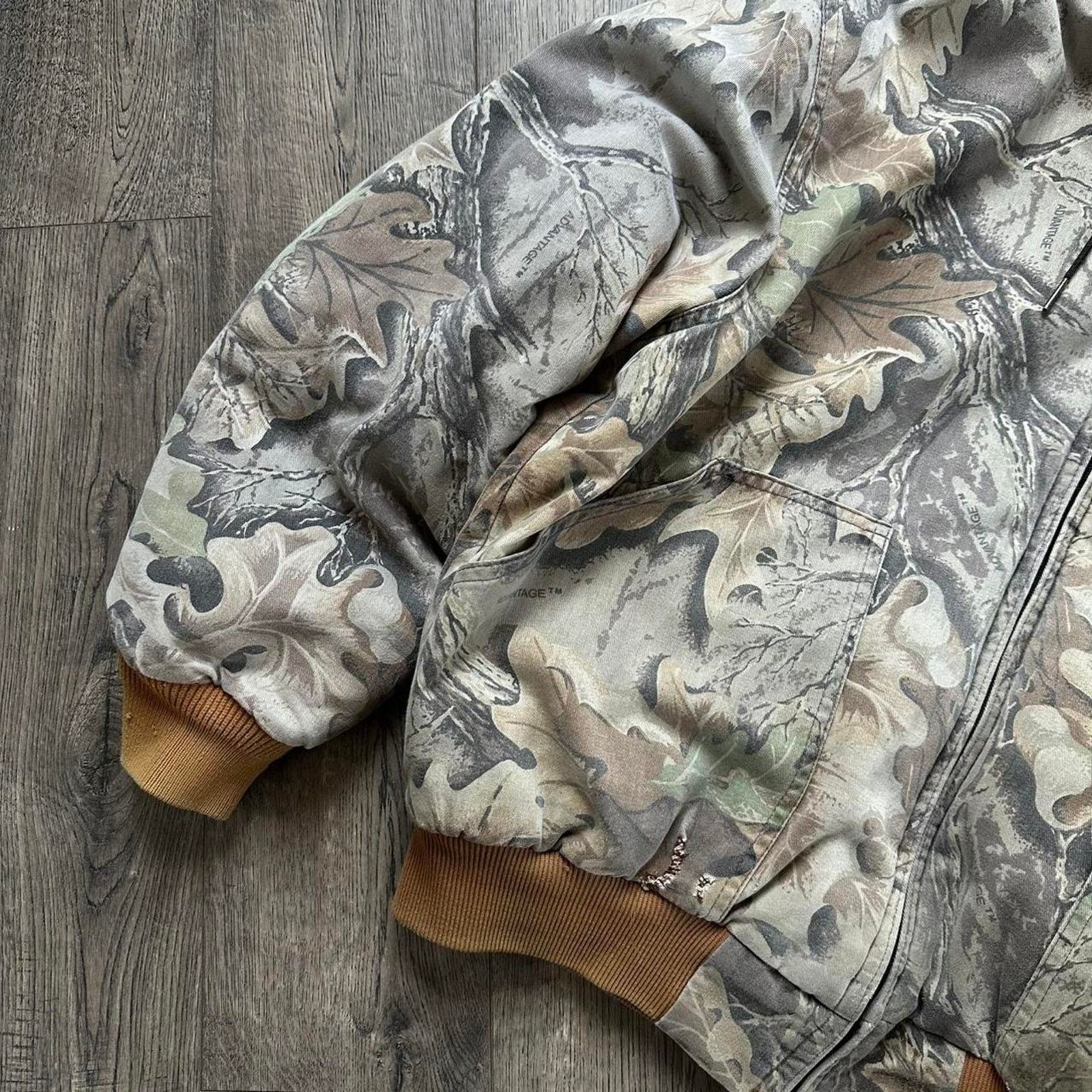 Vintage Vintage 90s Faded Camo Cotton Zip Up Hooded Work Jacket Size US M / EU 48-50 / 2 - 2 Thumbnail
