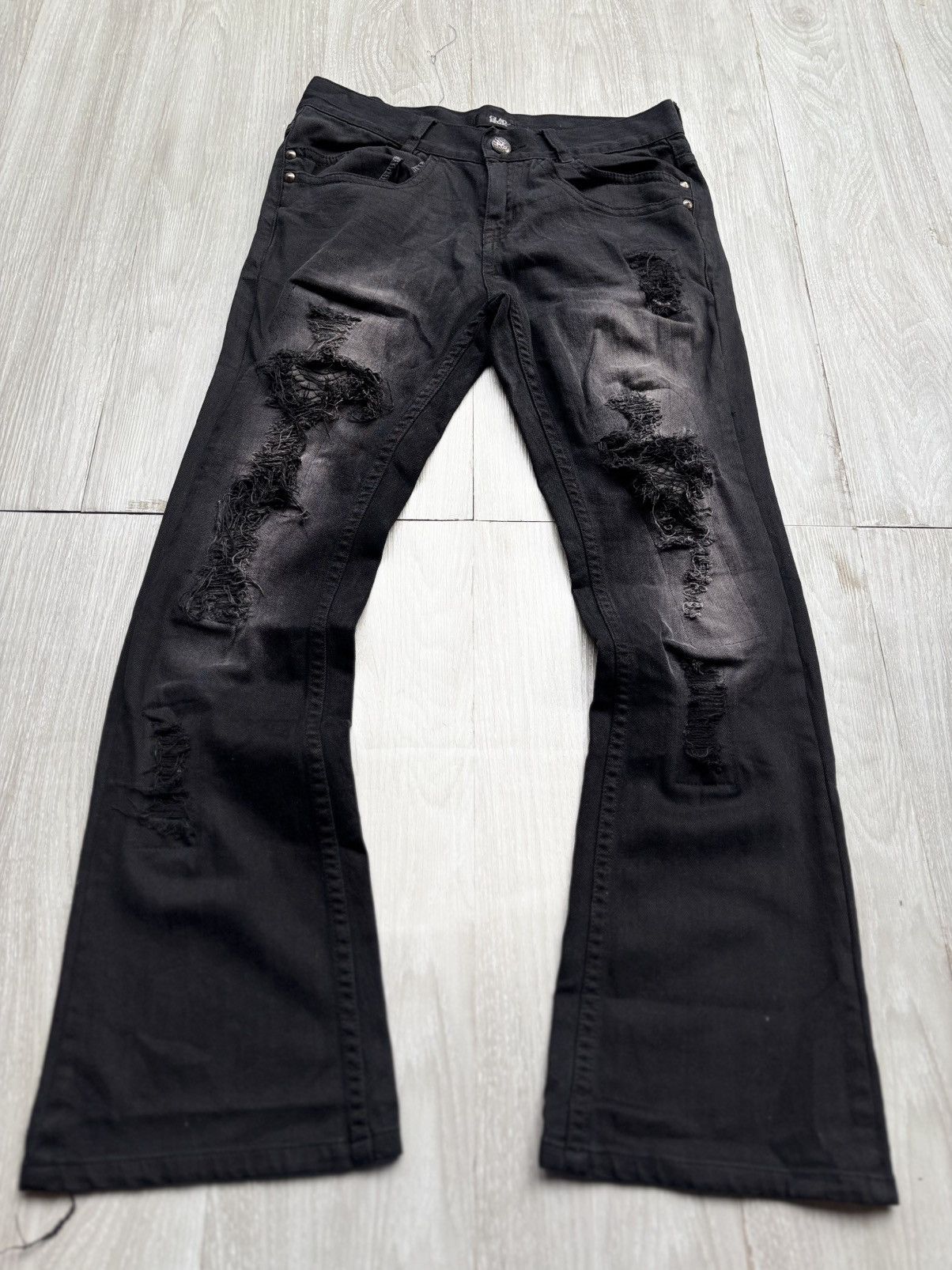Japanese Brand GLADNEWS distressed flare jeans Size US 28 / EU 44 - 1 Thumbnail