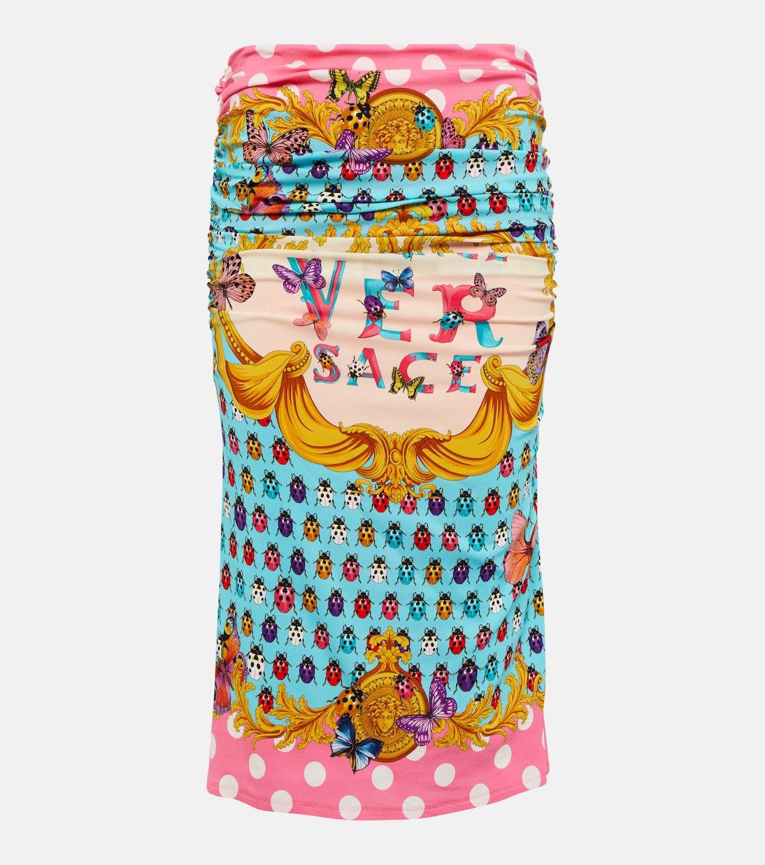 Versace Versace ruched polka-dot pencil skirt with baroque print Size 25" / US 0 / IT 36 - 1 Thumbnail