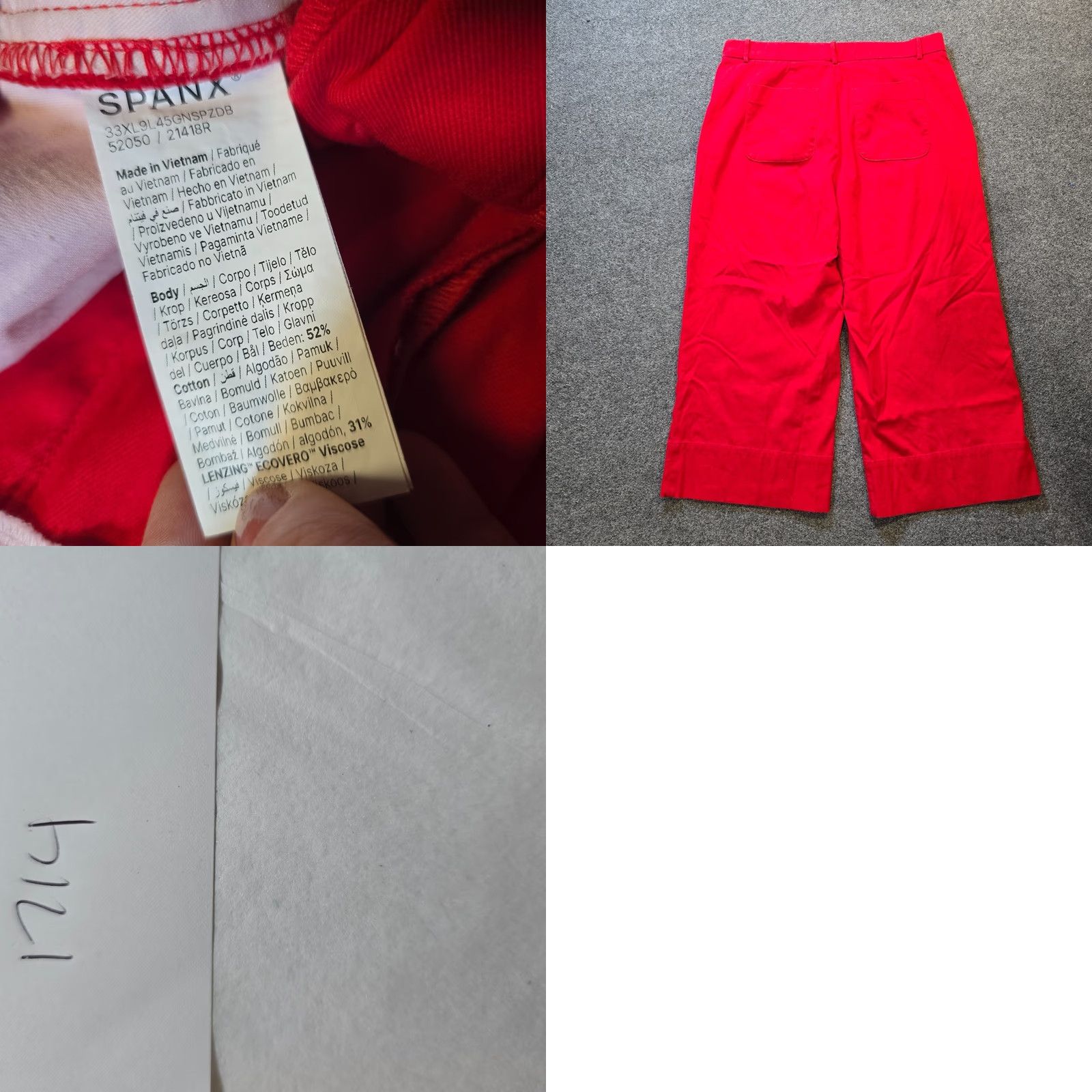 Spanx Spanx Pants Womens 3X Red Ponte Cropped Wide-Leg Pull On Capsule Minimal Pants Mens? Size 40" / US 18 - 8 Thumbnail