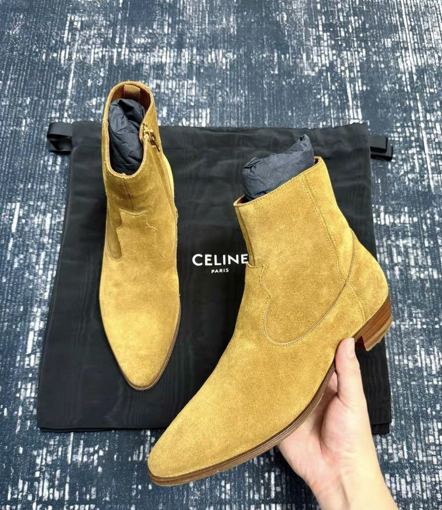 Celine Celine runway style brown suede pointed-toe Chelsea boots Size US 6 / EU 39 - 2 Thumbnail