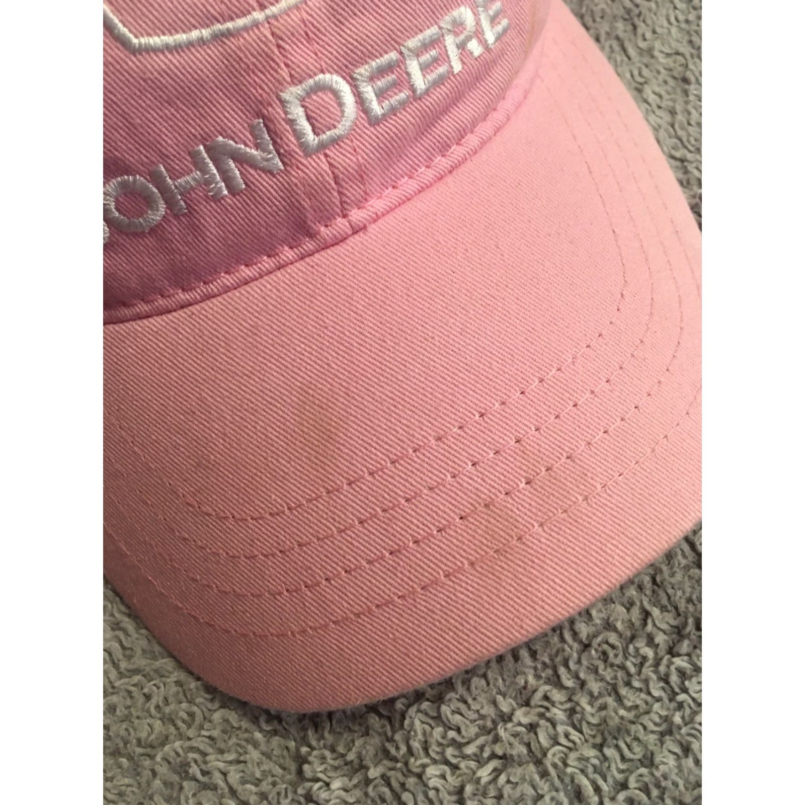 John Deere John Deere Hat Baseball Cap Trucker Adjustable Pink Logo Embroidered White John Deere Unisex Adults One Size Size ONE SIZE - 2 Thumbnail
