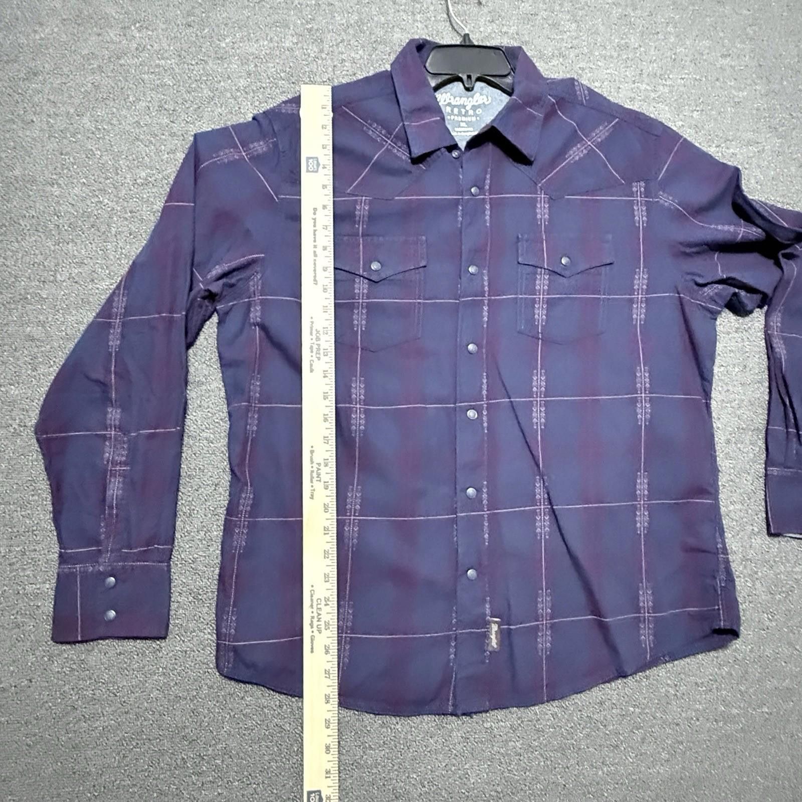 Wrangler Wrangler Mens XL Plaid Retro Premium Pearl Snap Western Navy Size US XL / EU 56 / 4 - 4 Thumbnail
