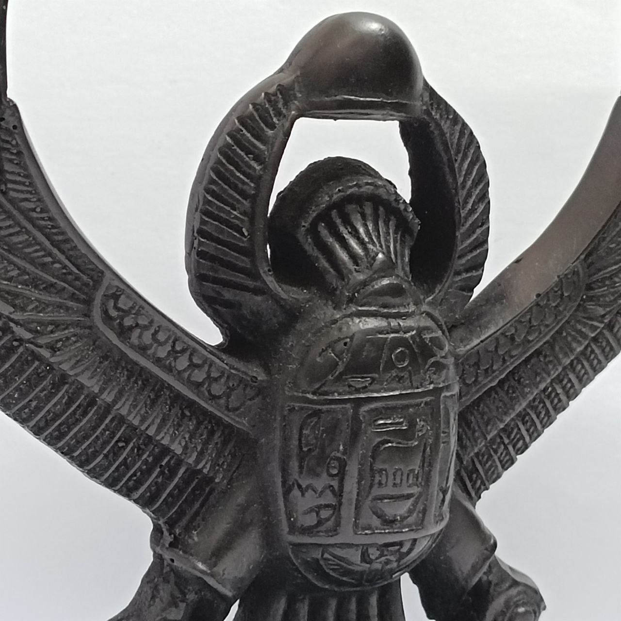 Handmade Egyptian Winged Scarab Handcrafted Black Stone Pharaoh Style Size ONE SIZE - 3 Thumbnail