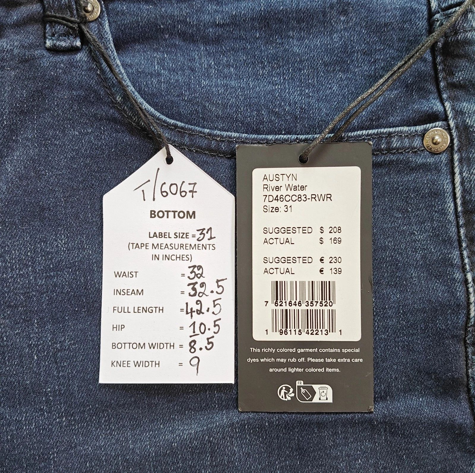 7 For All Mankind 7 For All ManKind Austyn River Water Straight Jeans T / 6067 Size US 31 - 5 Thumbnail