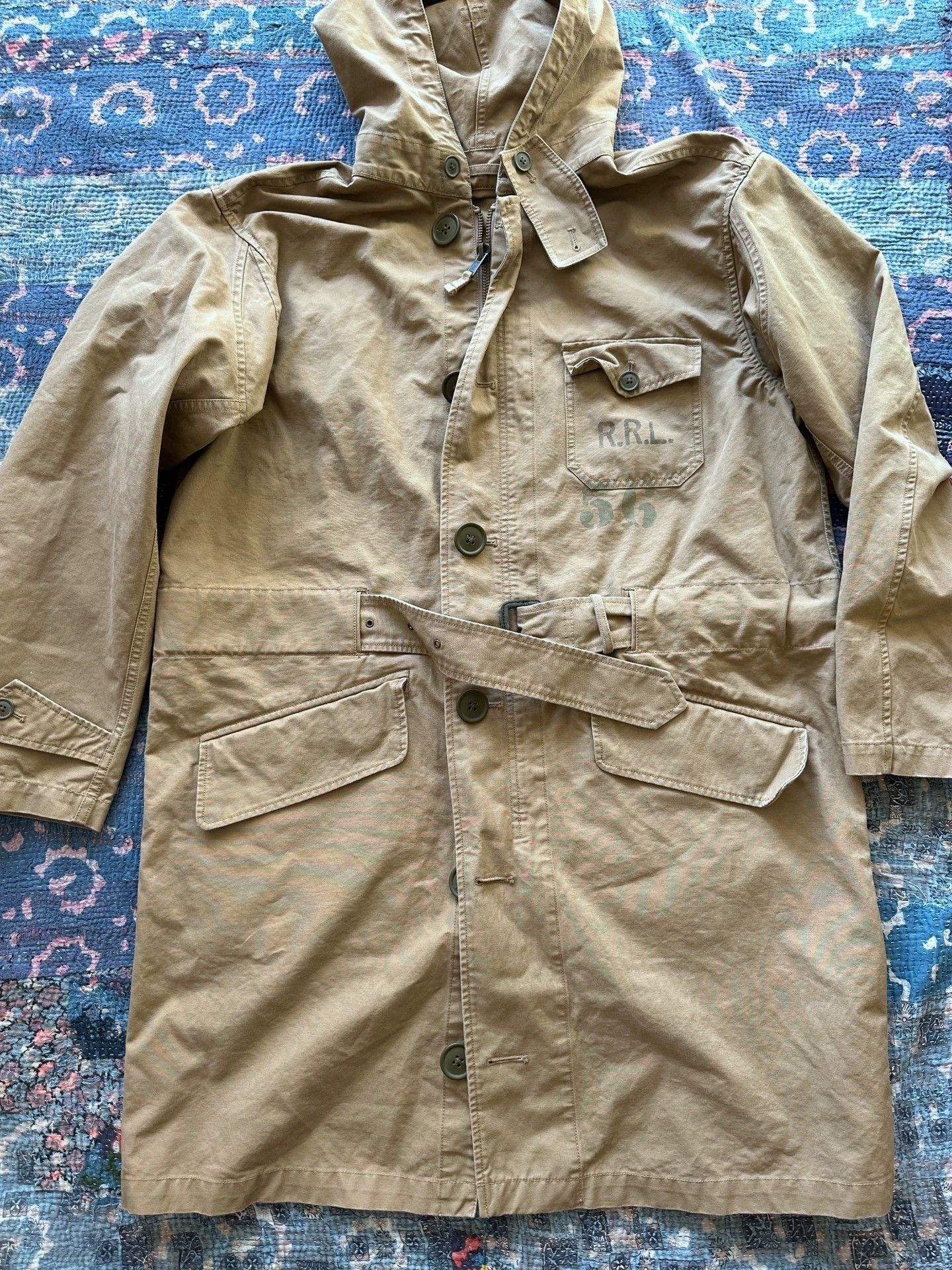 RRL Ralph Lauren Beige Hooded Belted Jacket Size M Size US XXS / EU 40 - 1 Thumbnail