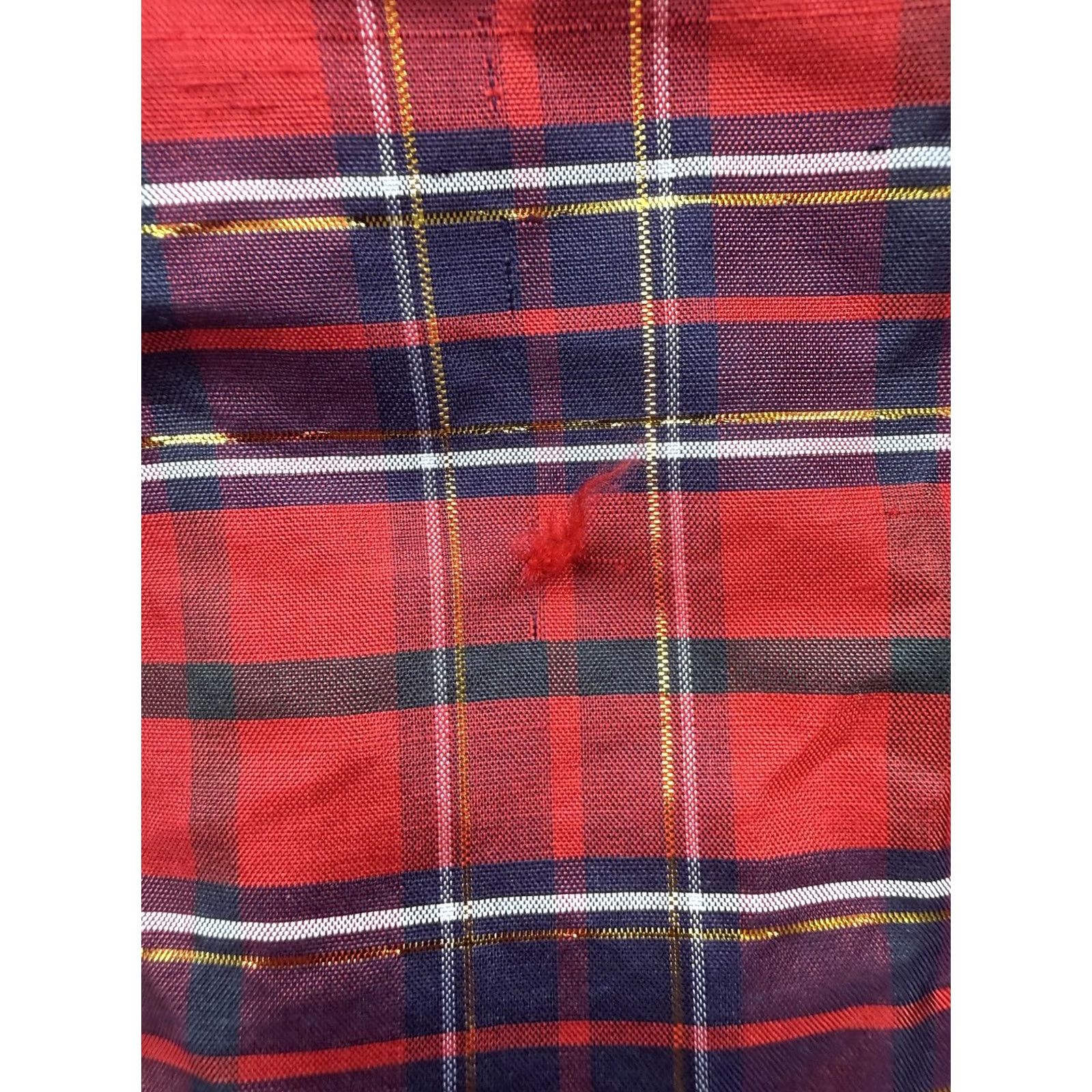 Vintage Maggie Barnes Shirt Womens 24 Red Plaid Collared 3/4 Sleeve Silk Top Size 4XL / US 24-26 - 7 Thumbnail